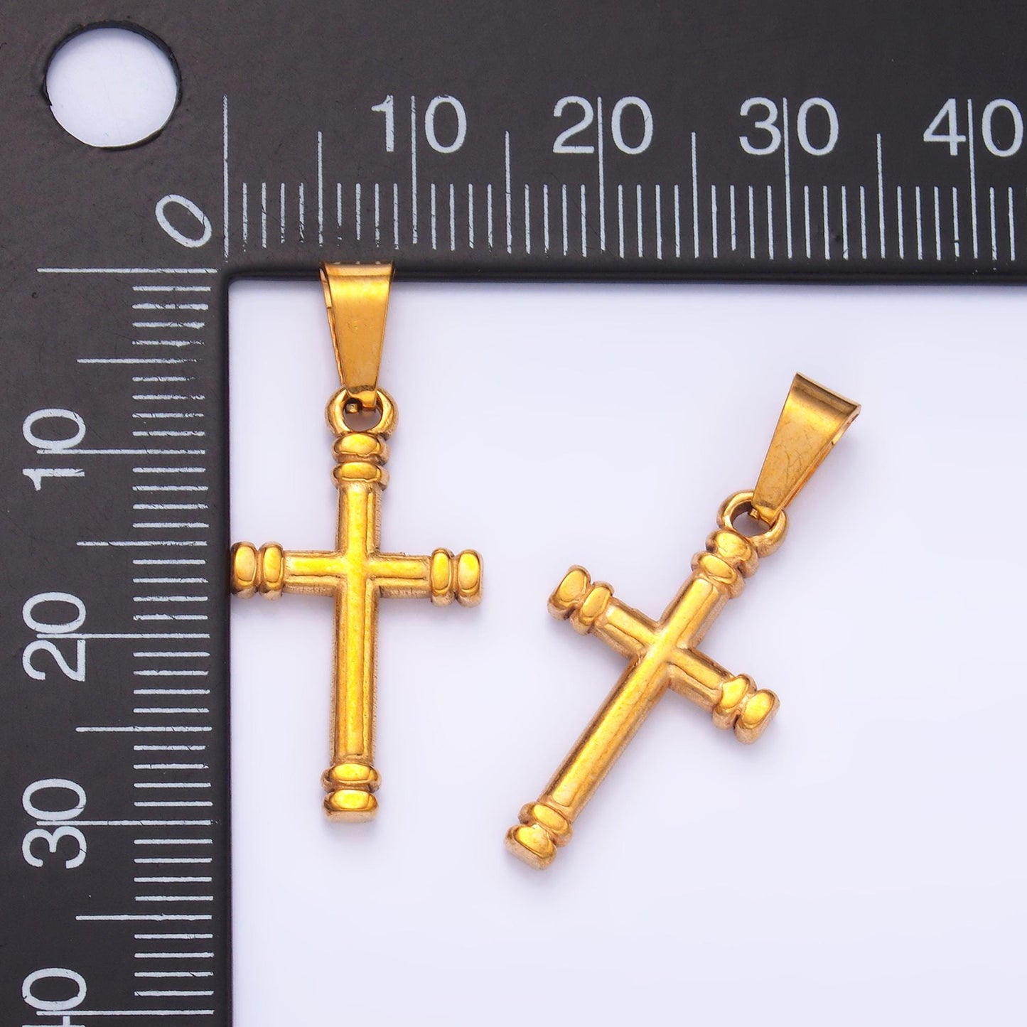 PVD Gold Plating Stainless Steel Cross Charm Religious Jewelry Making Supply | P-1548