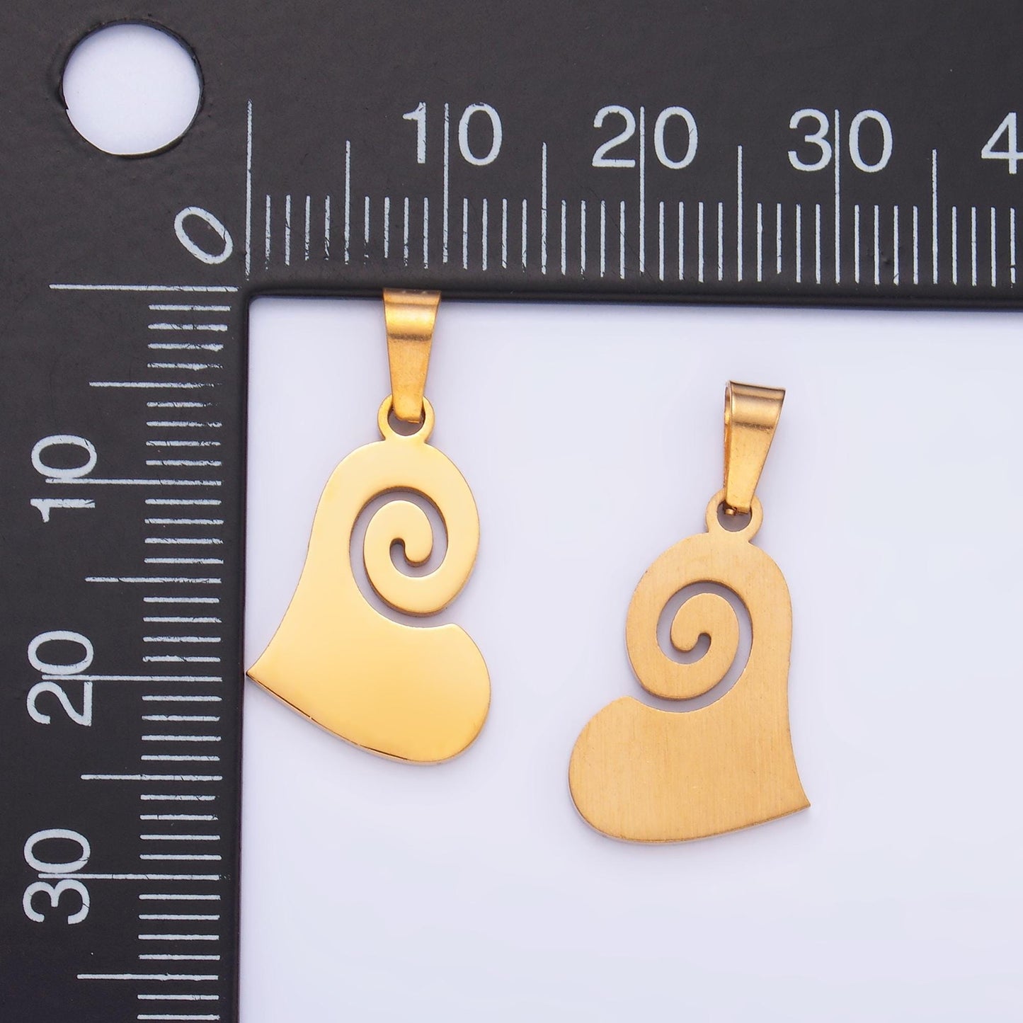 PVD Gold Plating Stainless Steel Swirl Heart Charm Love Jewelry Making Supply | P-1552