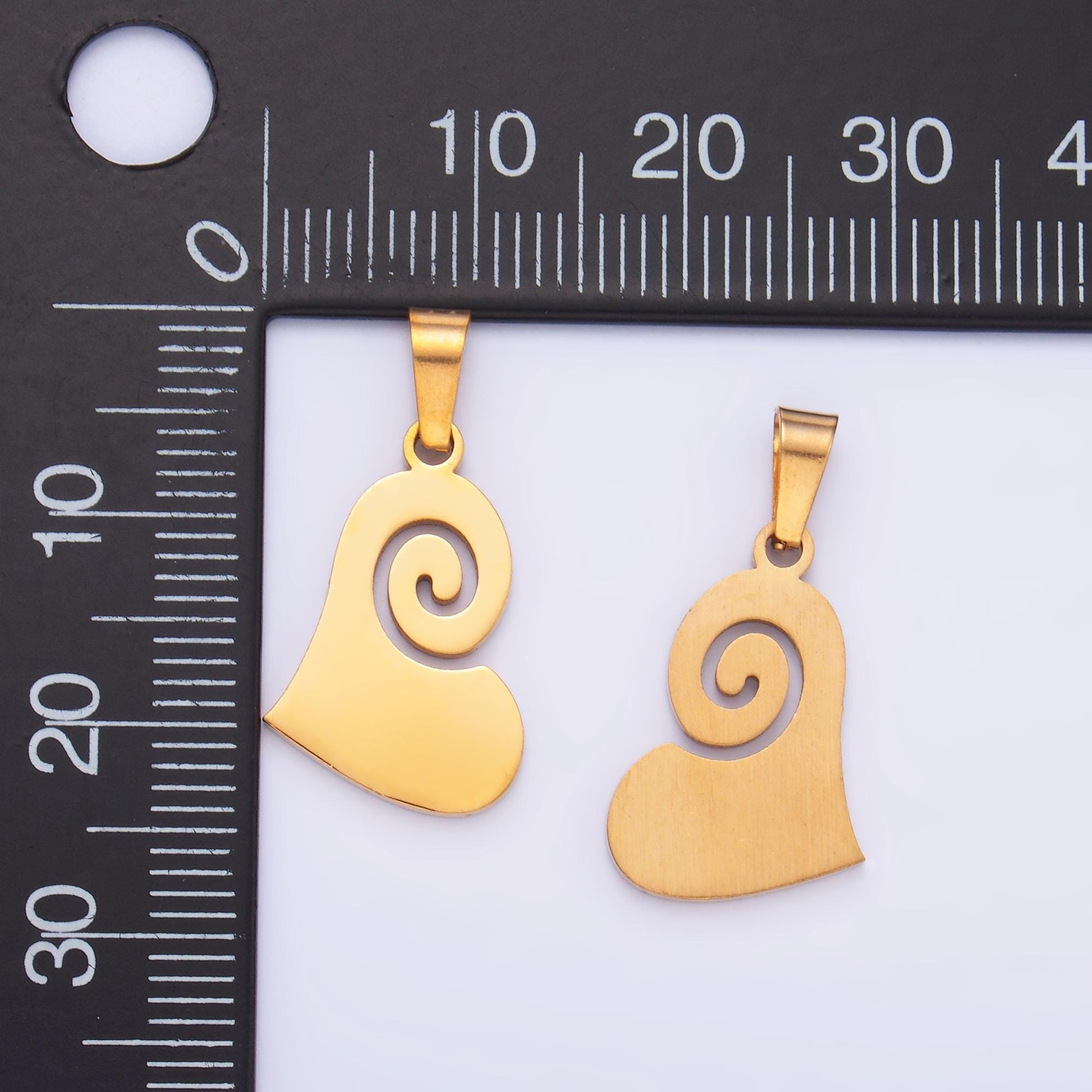 PVD Gold Plating Stainless Steel Swirl Heart Charm Love Jewelry Making Supply | P-1552