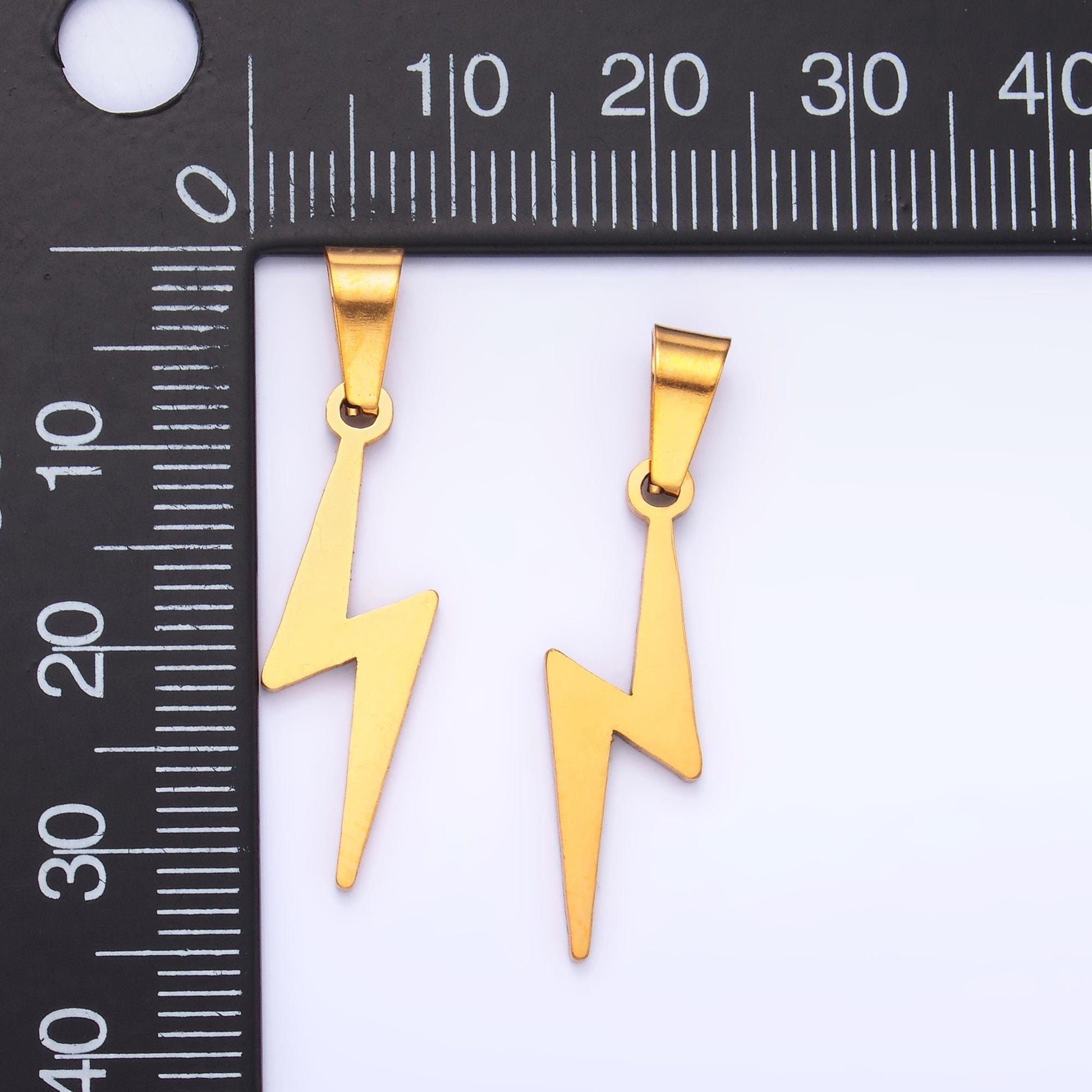 PVD Gold Stainless Steel Thunder Charm Bolt Jewelry Making Supply | P-1549
