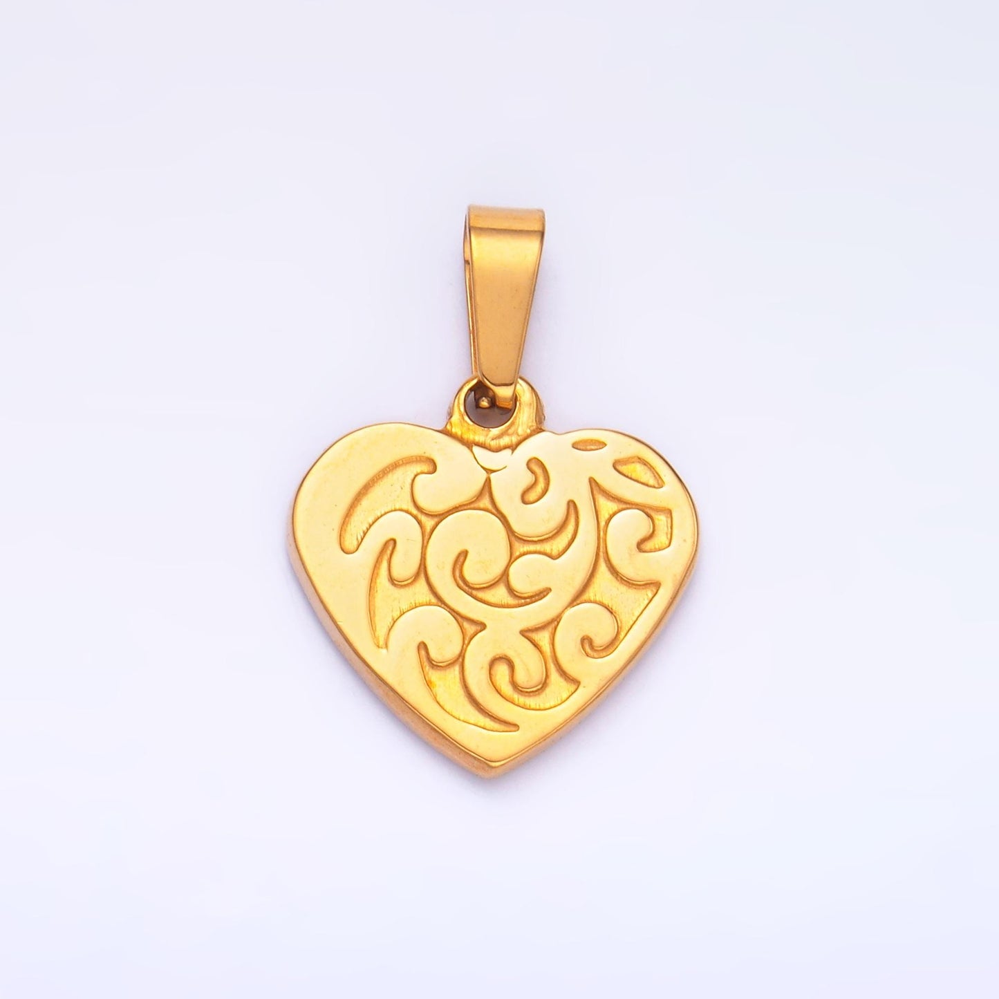 PVD Gold Stainless Steel Swirl Heart Charm Love Jewelry Making Supply | P-1553