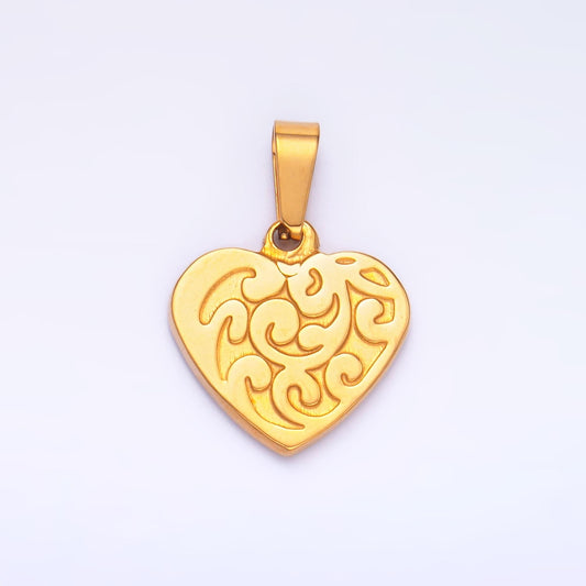 PVD Gold Stainless Steel Swirl Heart Charm Love Jewelry Making Supply | P-1553