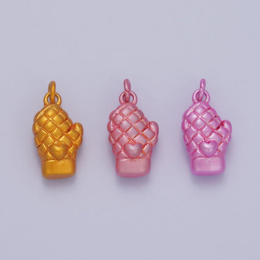 Mini Enamel Gold Oven Mittens Charm Silver Kitchen Mitts Charm Chef Bakery Cooking Jewelry Inspired C021