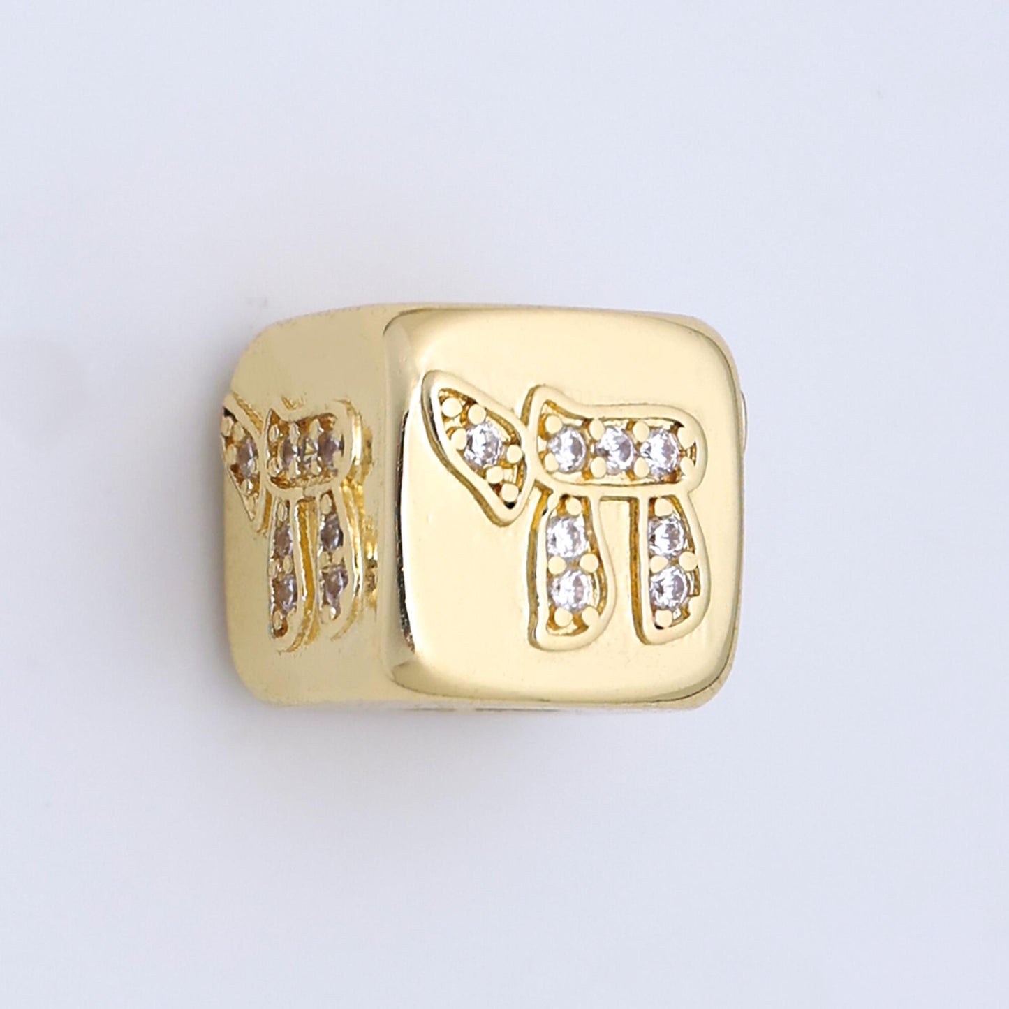24k gold filled cz Star of David Jewish Square beads Spacer for Bracelet Component | B-239