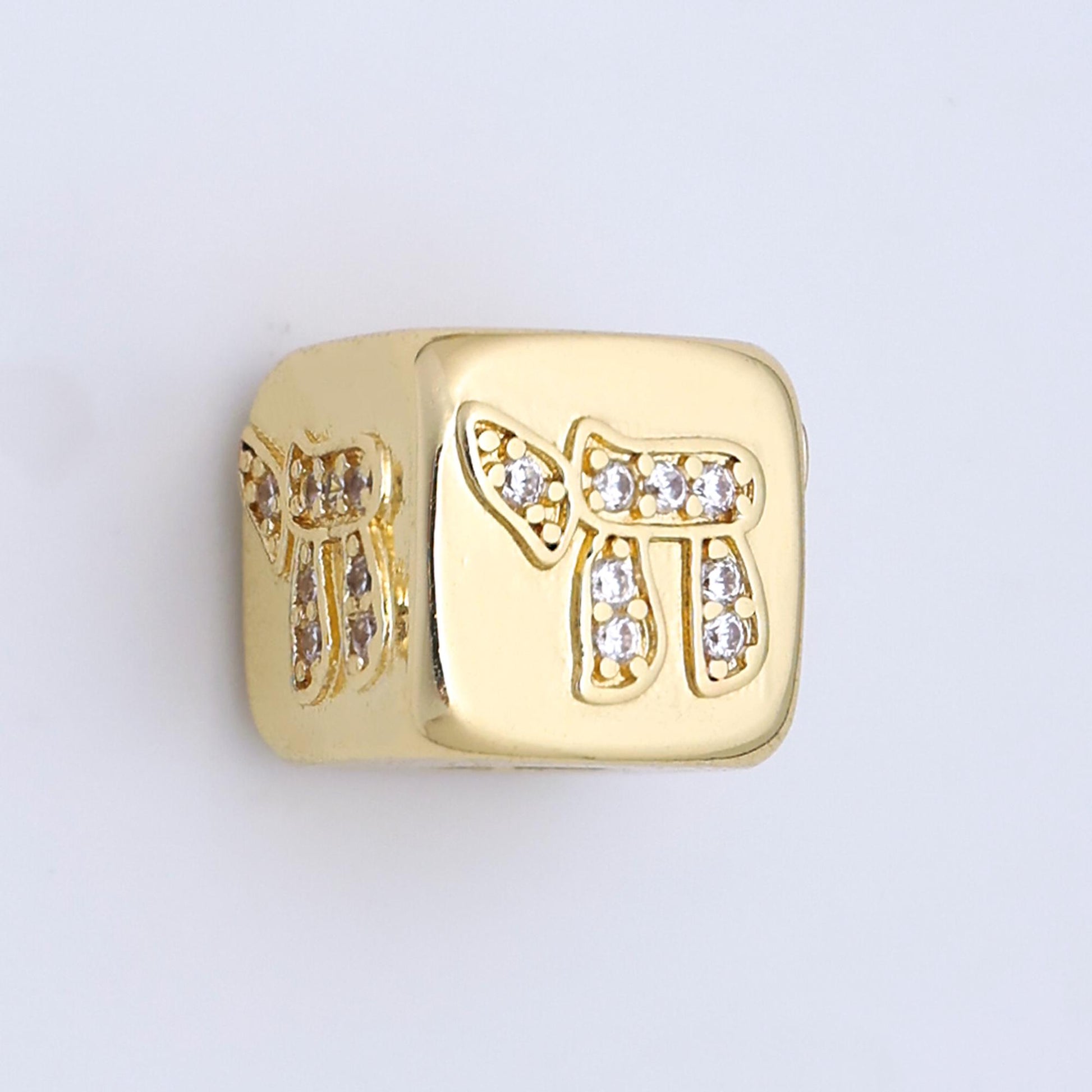 24k gold filled cz Star of David Jewish Square beads Spacer for Bracelet Component | B-239