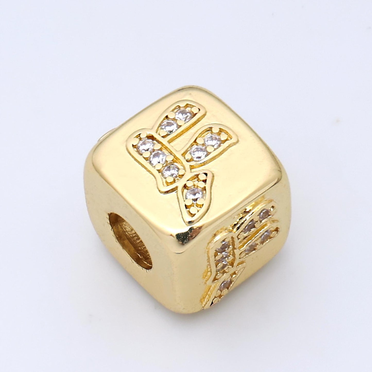 24k gold filled cz Star of David Jewish Square beads Spacer for Bracelet Component | B-239