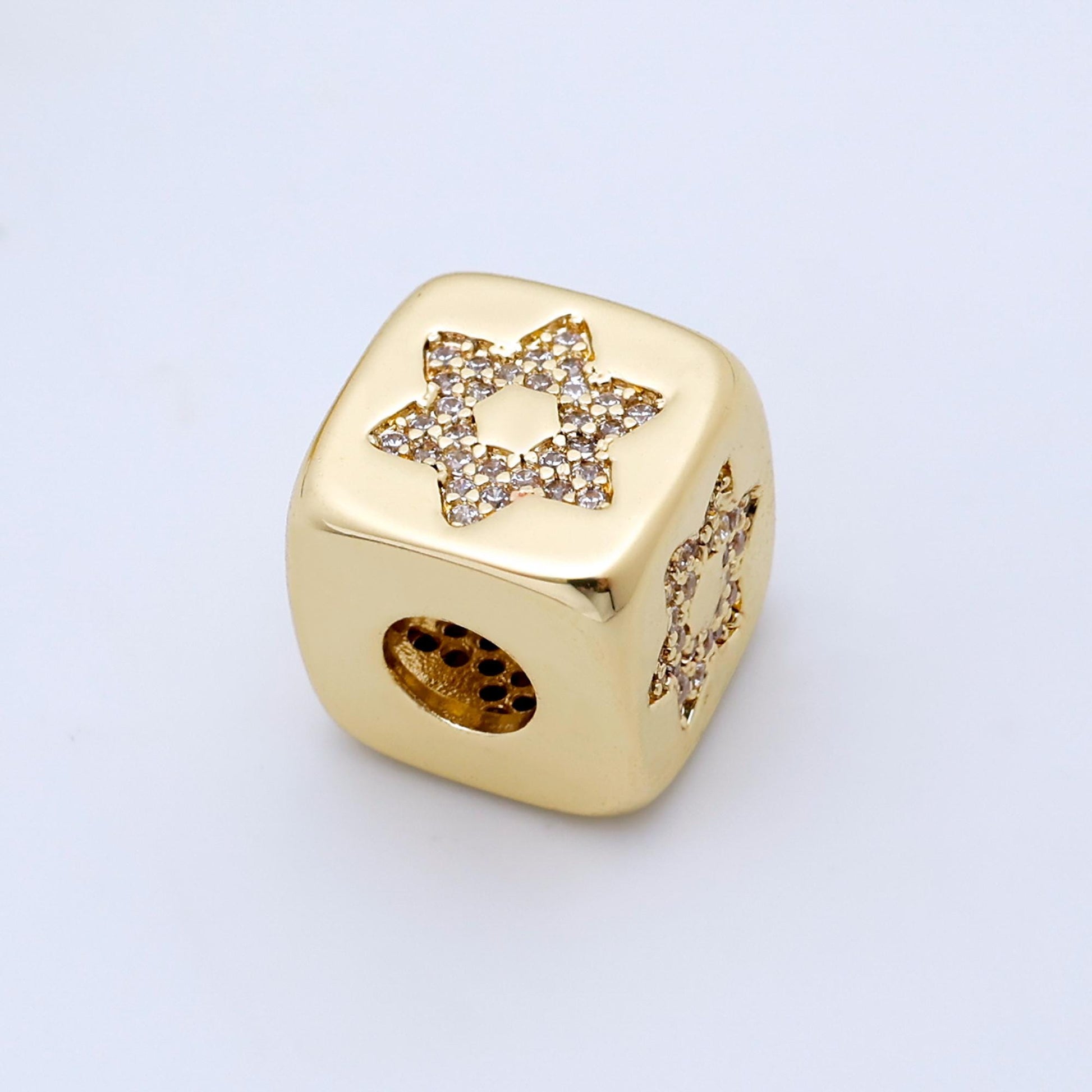 24k gold filled cz Star of David Jewish Square beads Spacer for Bracelet Component | B-239