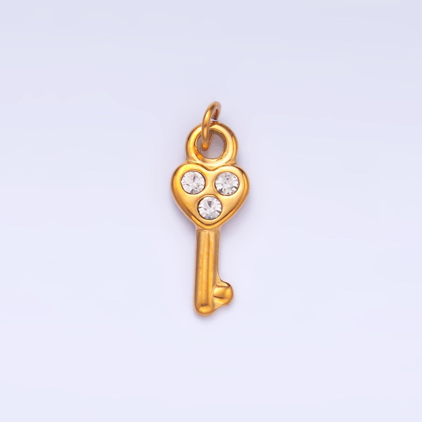 Mini PVD Gold Stainless Steel KEY Heart Charm Love Jewelry Making Supply | P-1221