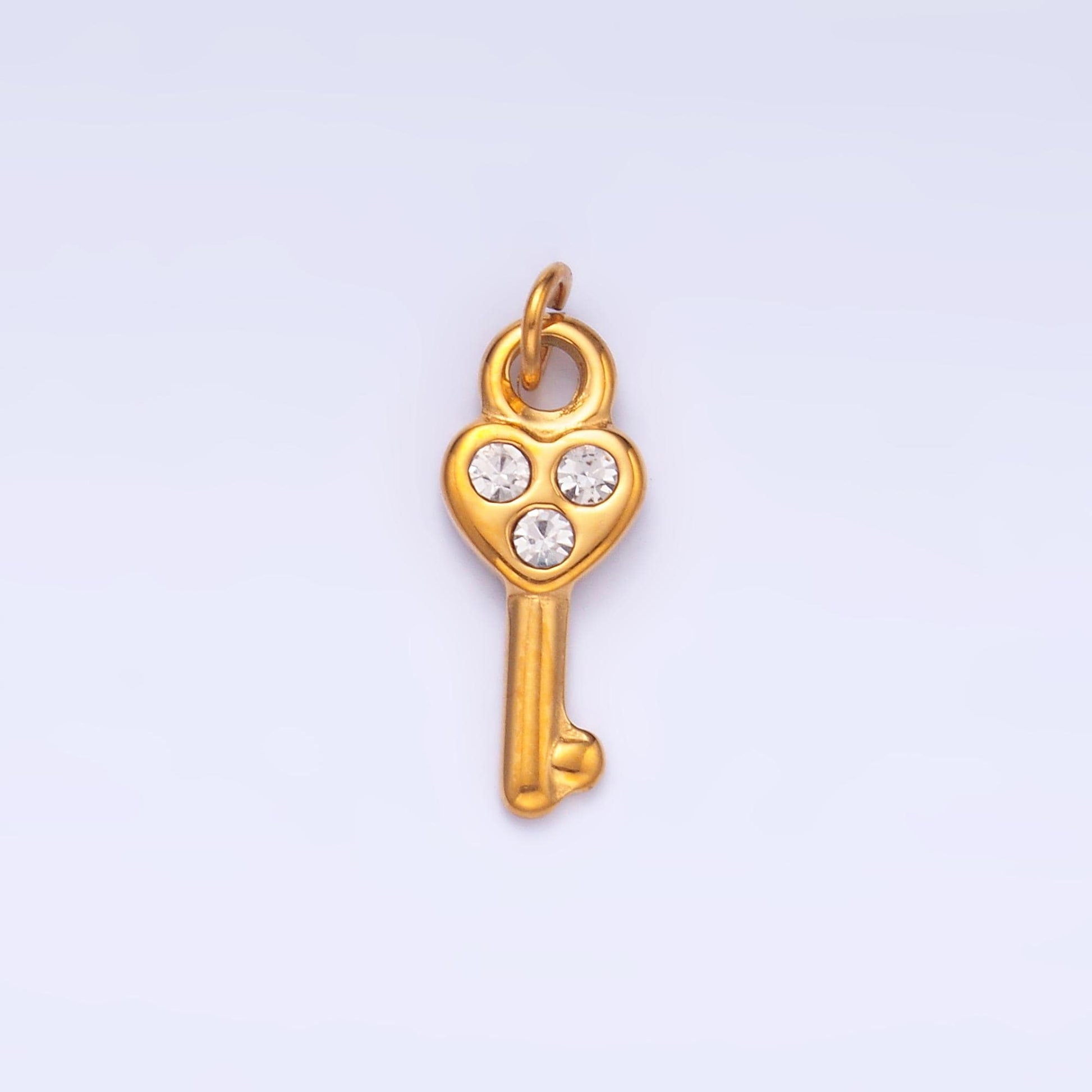 Mini PVD Gold Stainless Steel KEY Heart Charm Love Jewelry Making Supply | P-1221