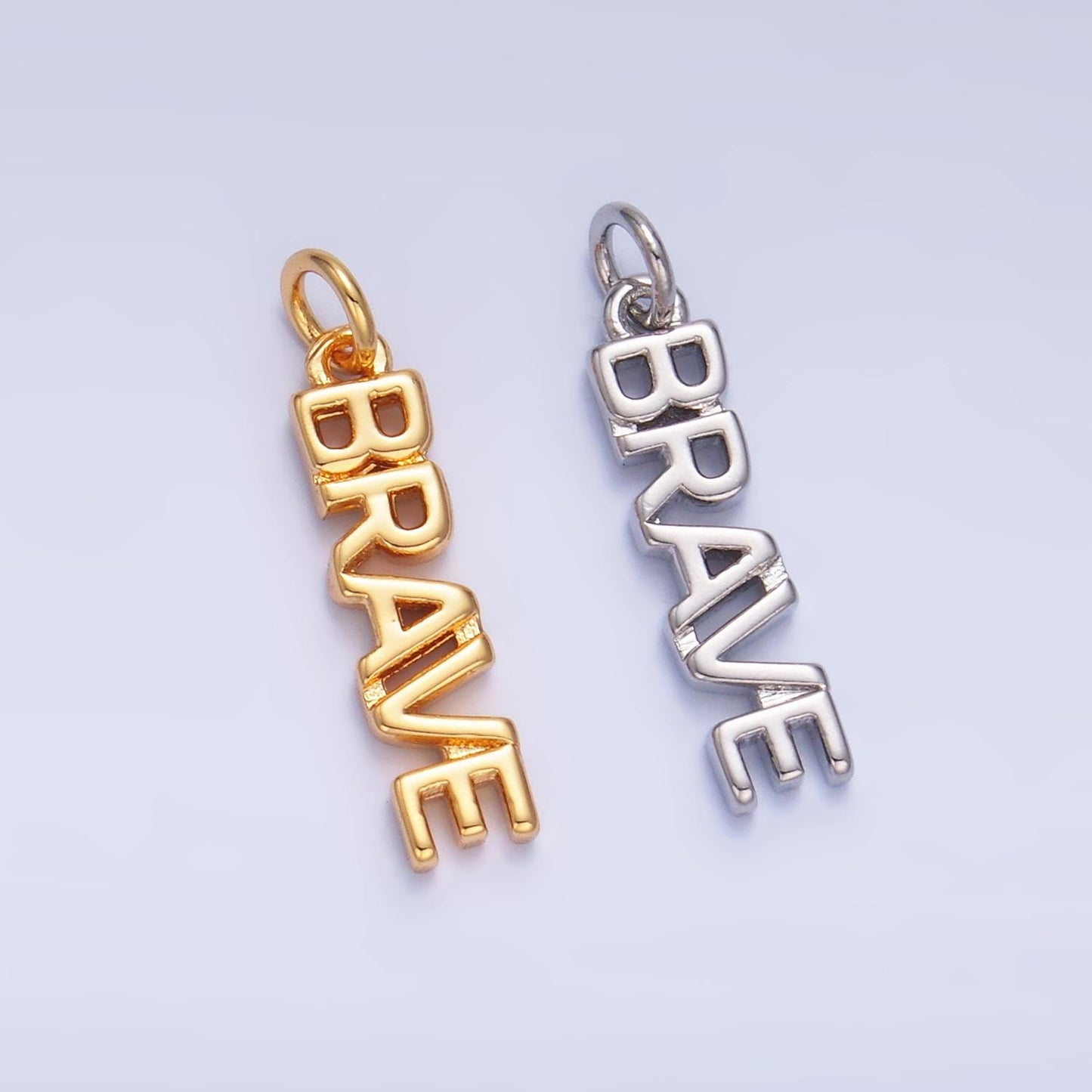 Dainty Gold Filled Brave charm for bracelet necklace earring component diy jewelry making supply word charm minimalist jewelry W317