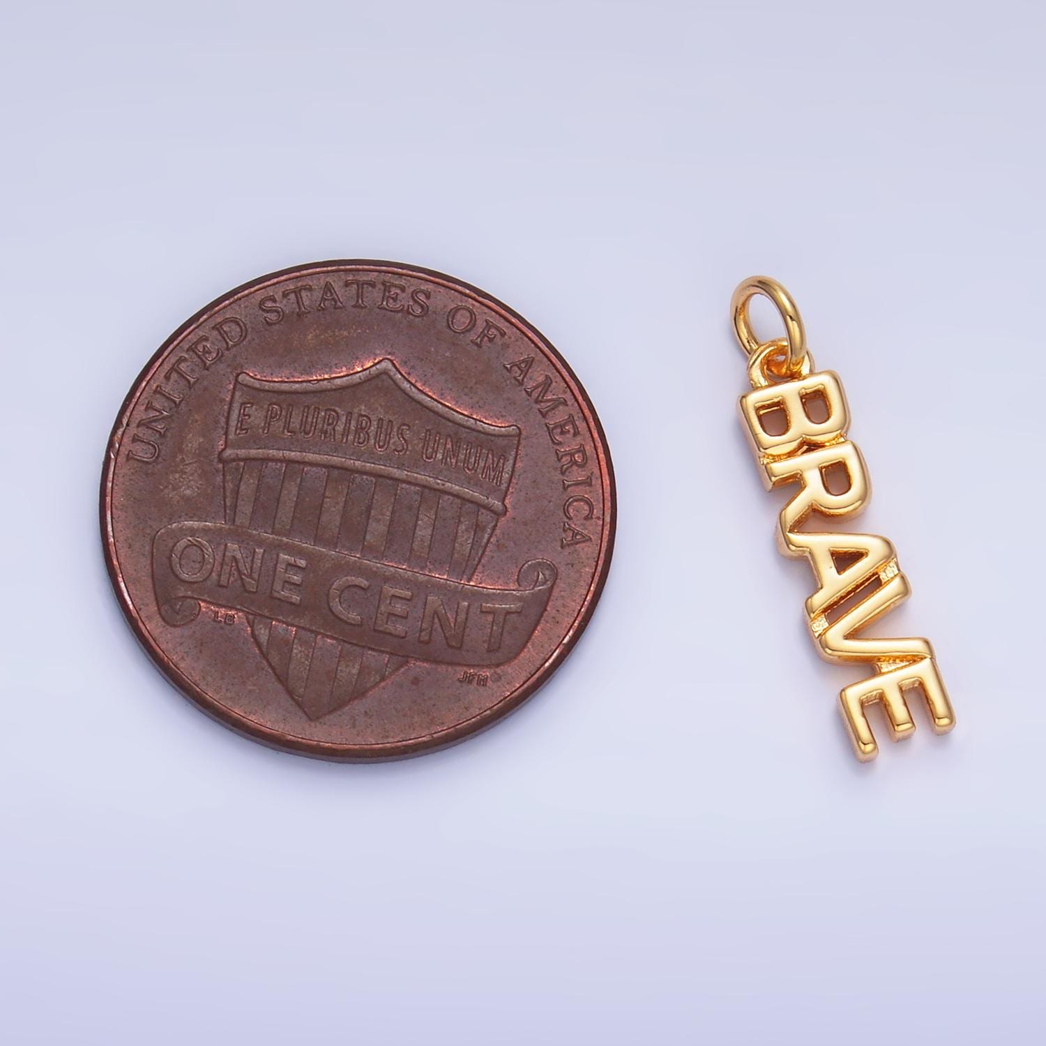Dainty Gold Filled Brave charm for bracelet necklace earring component diy jewelry making supply word charm minimalist jewelry W317