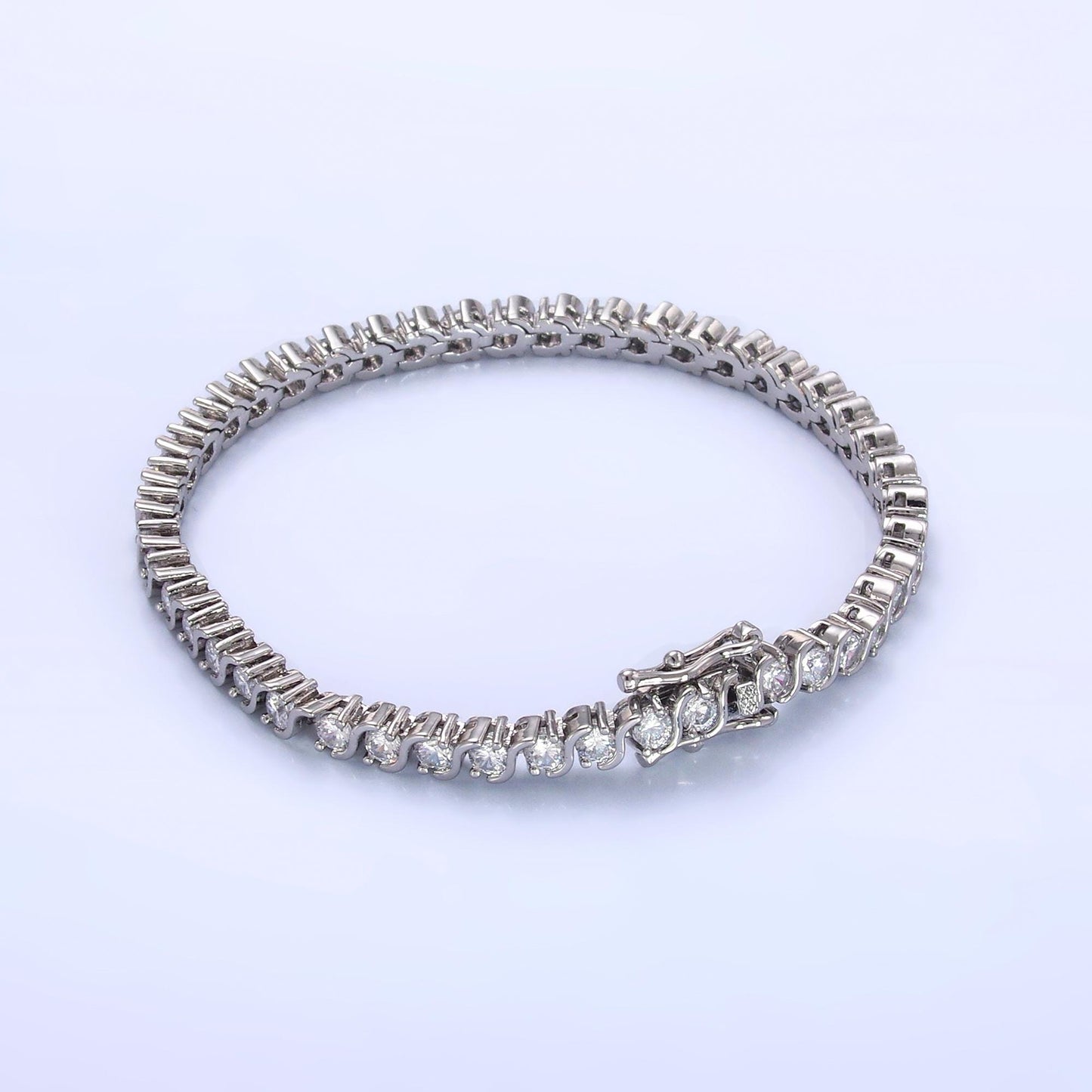 Dainty Swirl CZ Tennis Bracelet, Gold Tennis Bracelet, Cubic Zirconia Tennis Bracelet 7 inch wa-3036