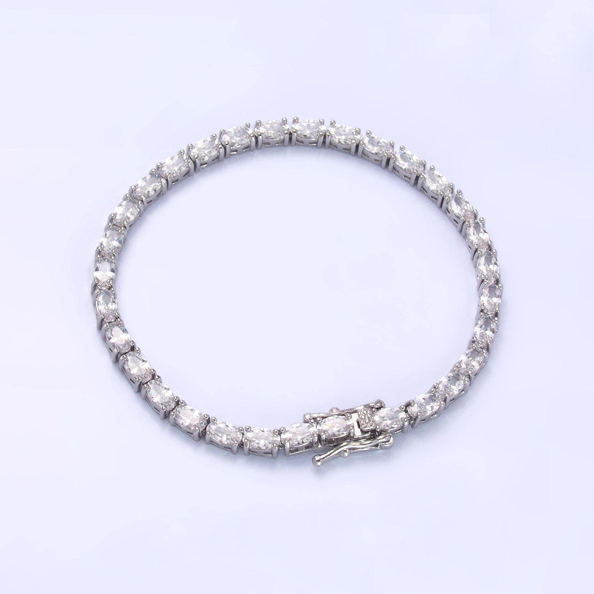 Dainty Oval CZ Tennis Bracelet, Gold Tennis Bracelet, Cubic Zirconia Tennis Bracelet 7 inch wa-3032