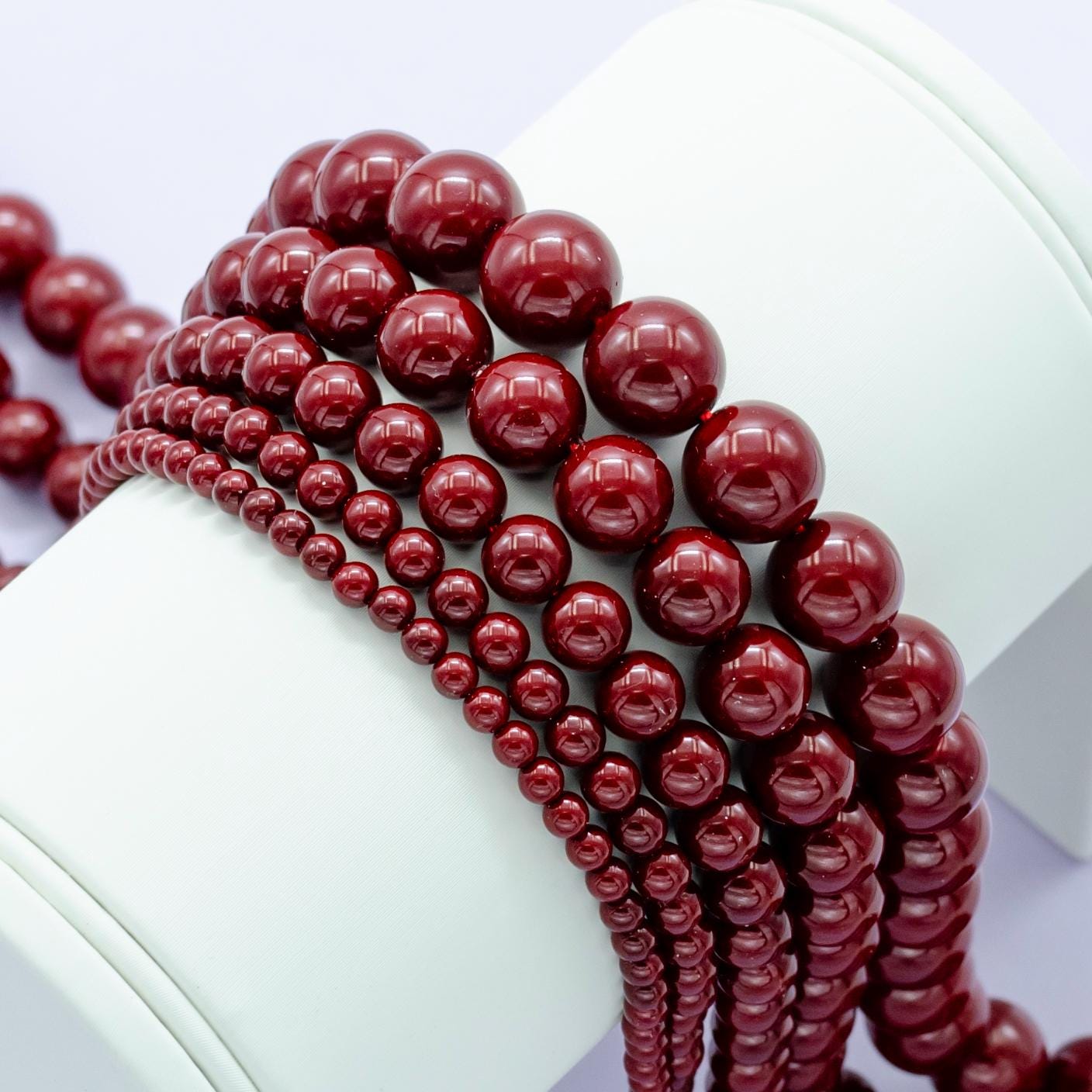 Handcrafted Dark Red Shell Pearl Necklace 17 inch + 2 inch extender for Layering minimalist Jewelry Making Supply WA2770