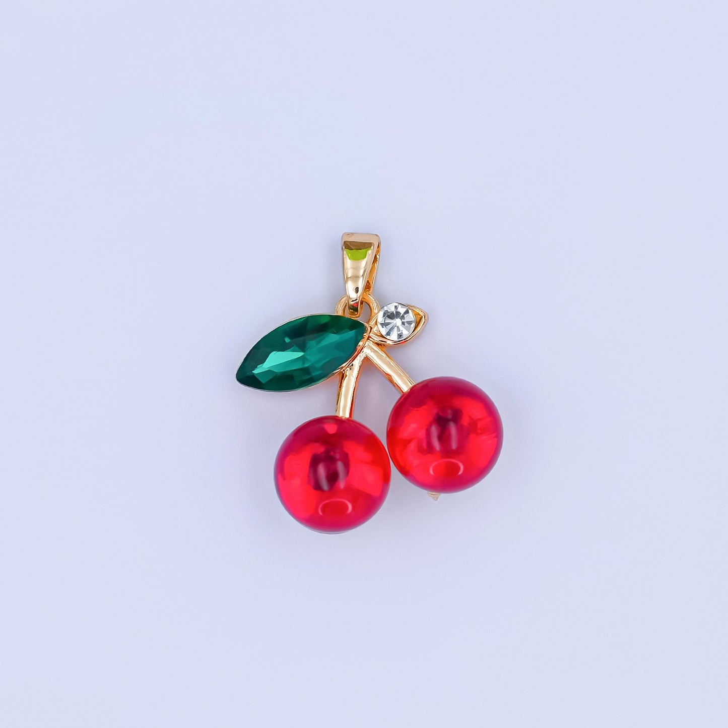 Mini Red cz cherry fruit 24k gold filled charm | AA1455