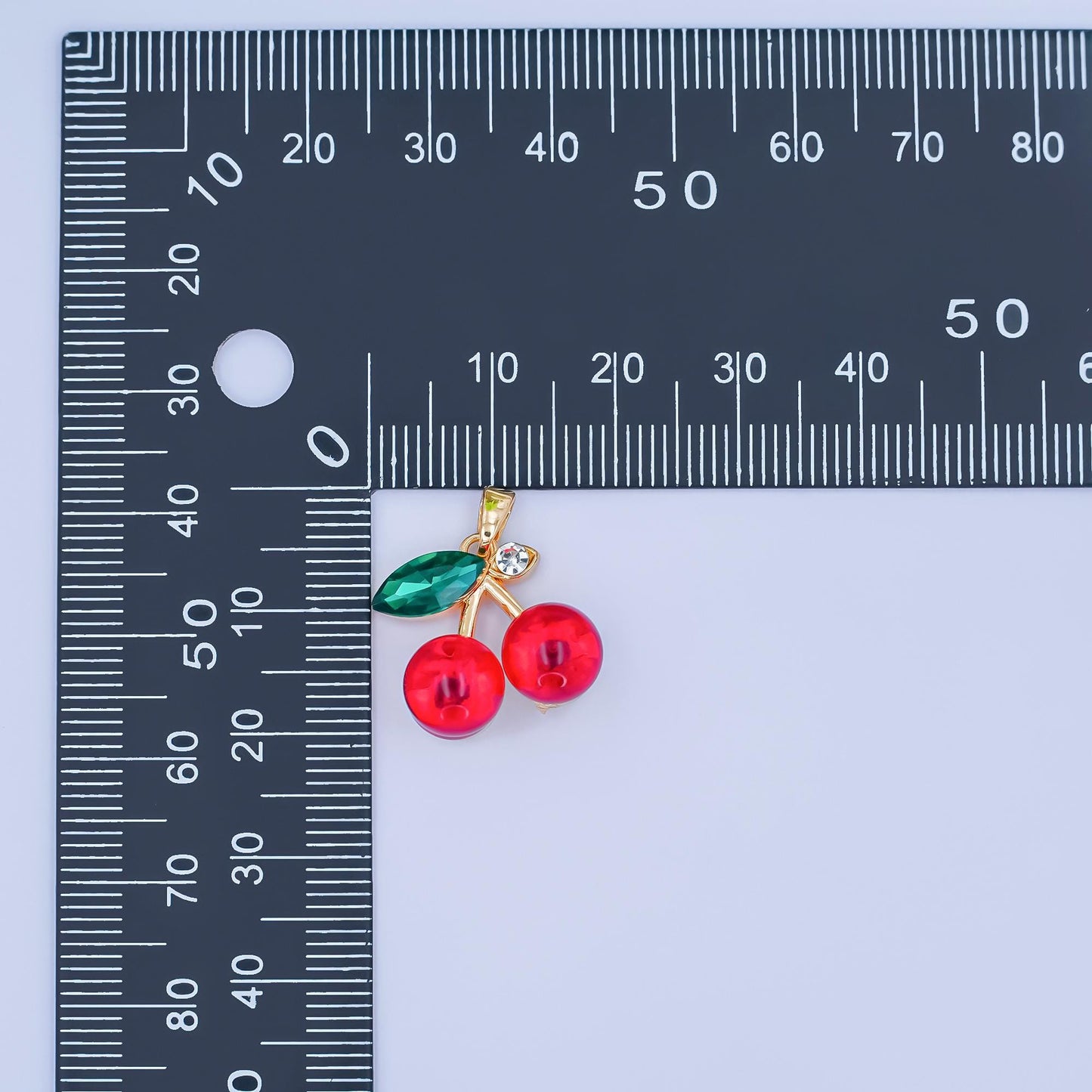 Mini Red cz cherry fruit 24k gold filled charm | AA1455