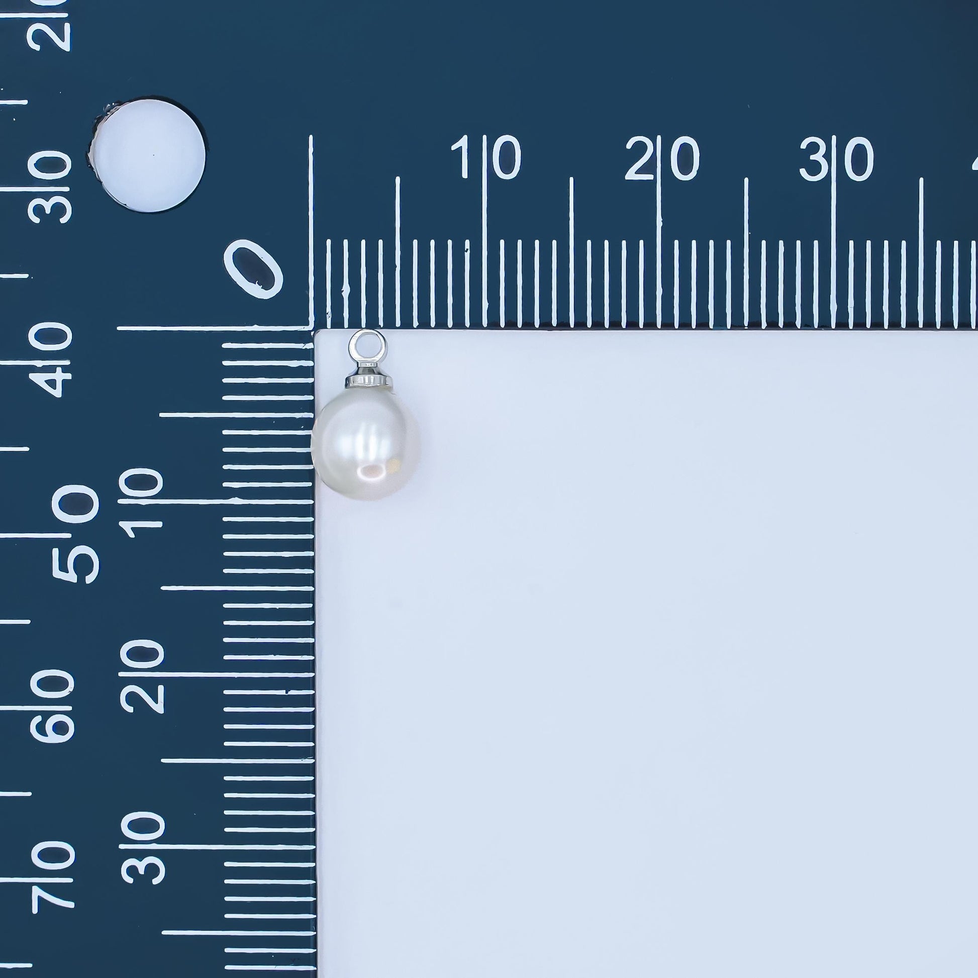 Silver 9.4x6mm White pearl oval drop pendant for Minimalist Jewelry Making Supply | P-1570
