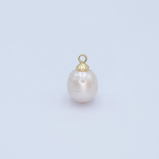 14k Gold Filled 14x8.4mm White pearl oval drop pendant for Minimalist Jewelry Making Supply | P-1942