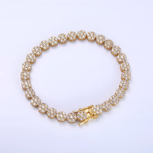 Dainty Round CZ Tennis Bracelet, Gold Tennis Bracelet, Cubic Zirconia Tennis Bracelet 7 inch WA-3038