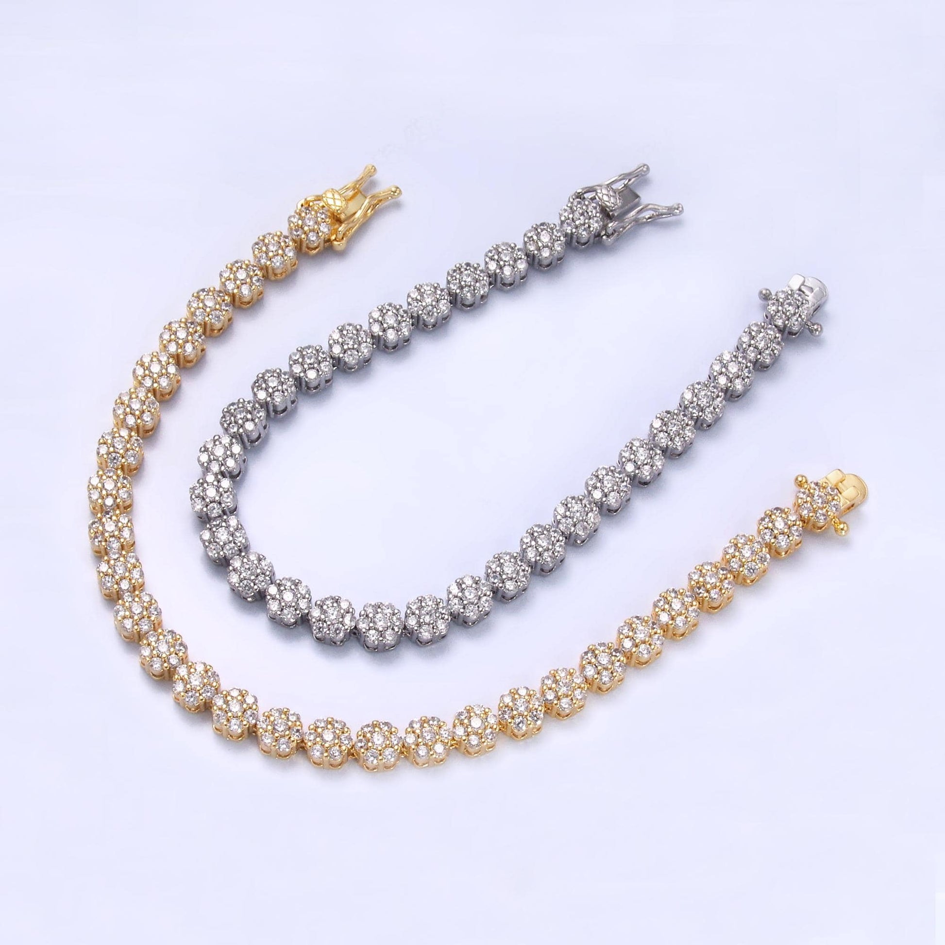 Dainty Round CZ Tennis Bracelet, Gold Tennis Bracelet, Cubic Zirconia Tennis Bracelet 7 inch WA-3038