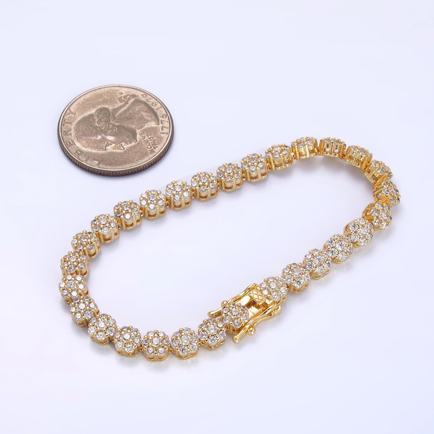 Dainty Round CZ Tennis Bracelet, Gold Tennis Bracelet, Cubic Zirconia Tennis Bracelet 7 inch WA-3038
