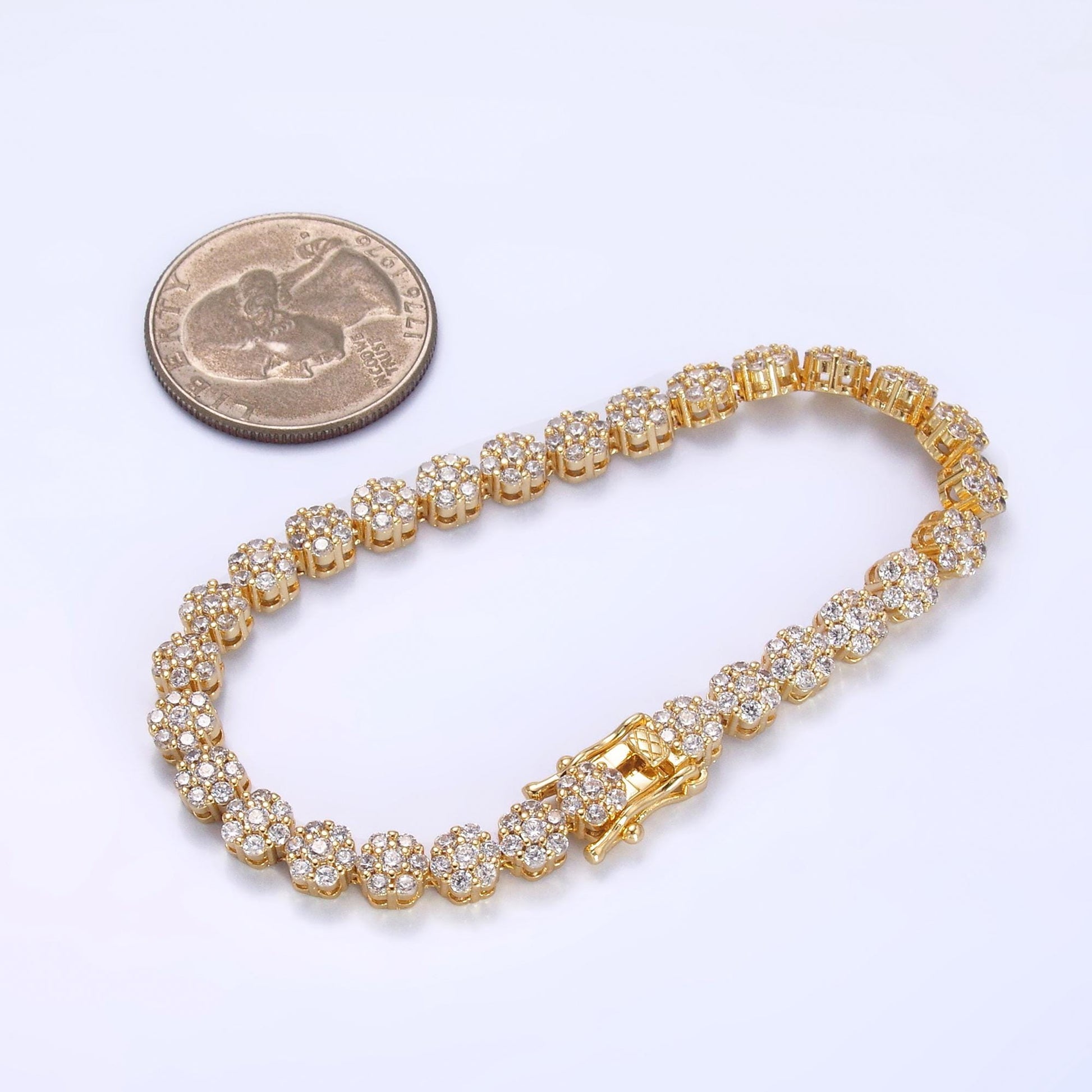 Dainty Round CZ Tennis Bracelet, Gold Tennis Bracelet, Cubic Zirconia Tennis Bracelet 7 inch WA-3038