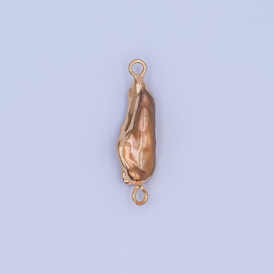 One of a kind mauve purple freeform Oval baroque pearl charm Connector genuine freshwater mermaid pearls pendant p-1944