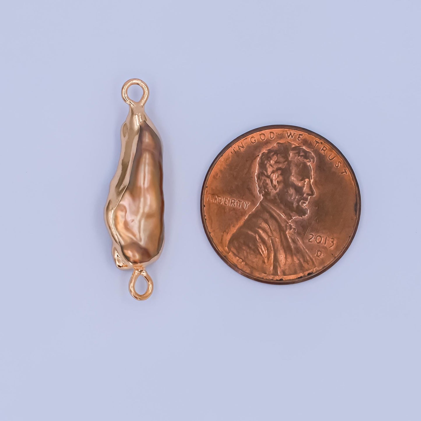 One of a kind mauve purple freeform Oval baroque pearl charm Connector genuine freshwater mermaid pearls pendant p-1944
