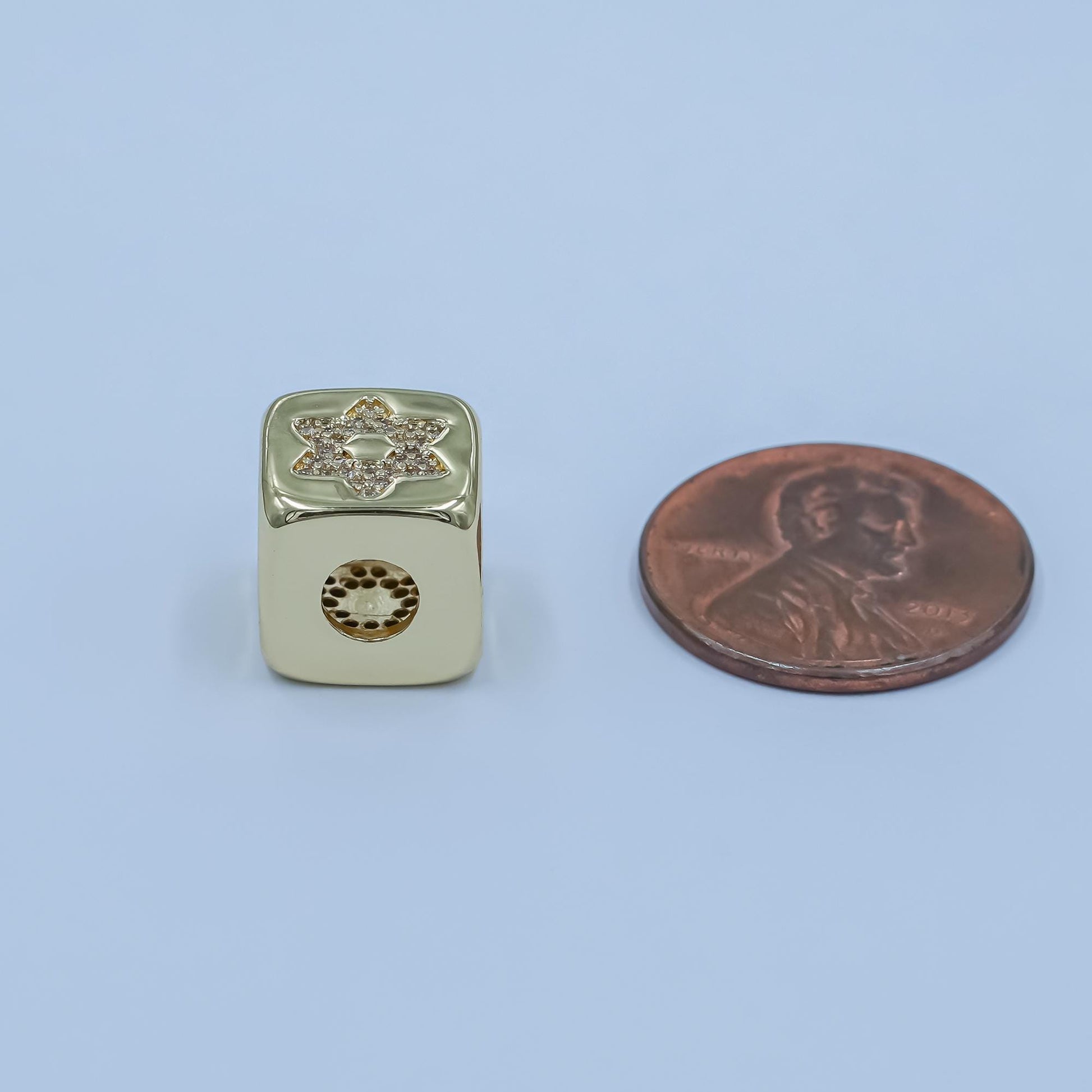 24k gold filled cz Chai Hebrew Jewish Square beads Spacer for Bracelet Component | B-239