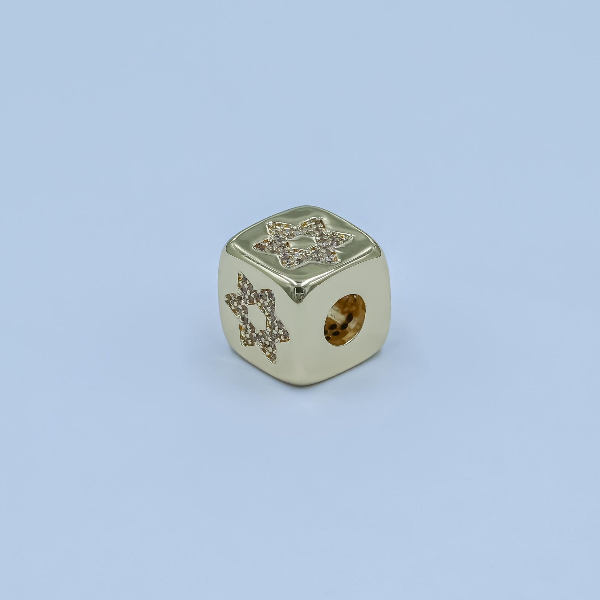 24k gold filled cz Chai Hebrew Jewish Square beads Spacer for Bracelet Component | B-239
