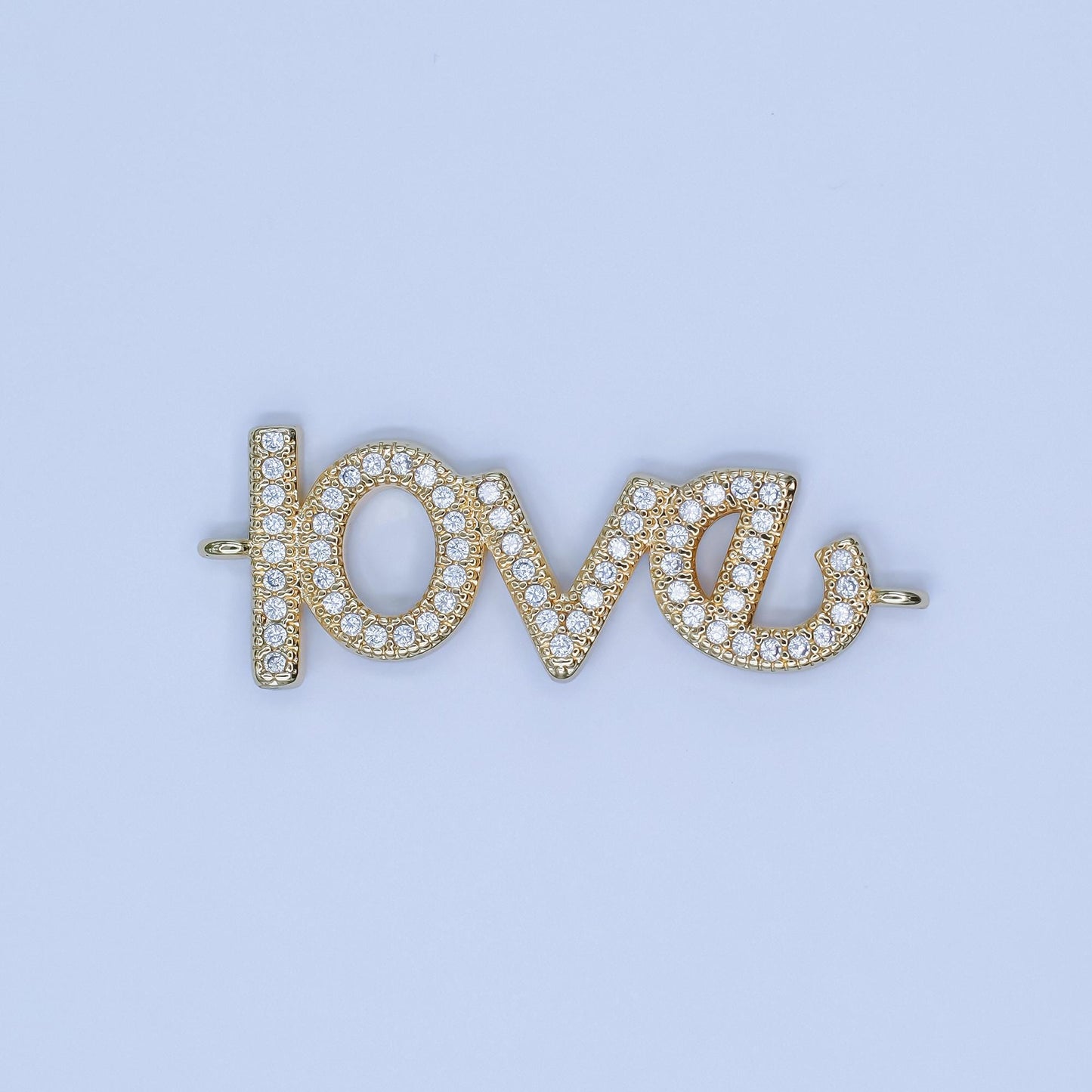Love charm connector, bracelet connector, jewelry connectors, love charm, necklace connectors, micro pave cubic zirconia Y006