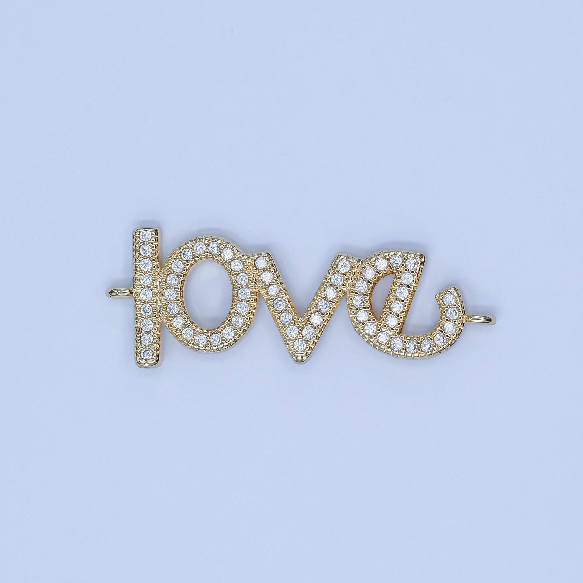 Love charm connector, bracelet connector, jewelry connectors, love charm, necklace connectors, micro pave cubic zirconia Y006