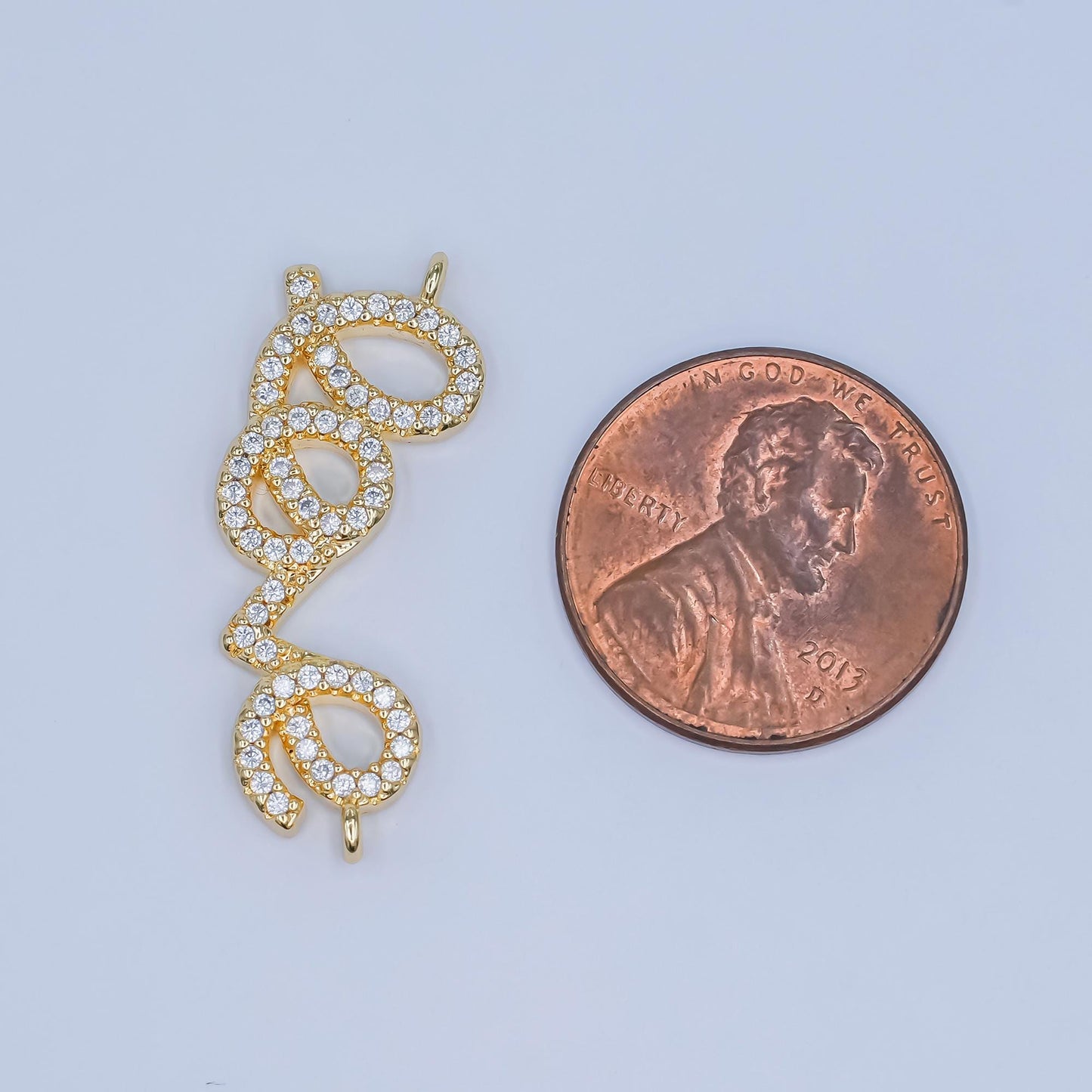 Love charm connector, bracelet connector, jewelry connectors, love charm, necklace connectors, micro pave cubic zirconia Y006