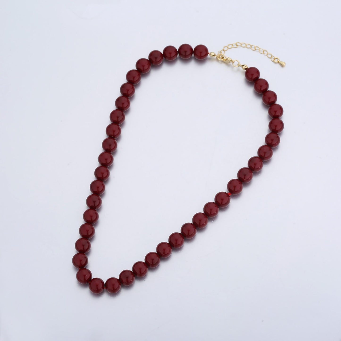 Handcrafted Dark Red Shell Pearl Necklace 17 inch + 2 inch extender for Layering minimalist Jewelry Making Supply WA2770