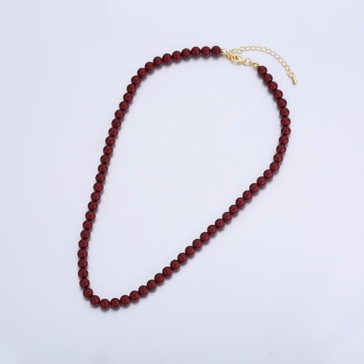 Handcrafted Dark Red Shell Pearl Necklace 17 inch + 2 inch extender for Layering minimalist Jewelry Making Supply WA2770