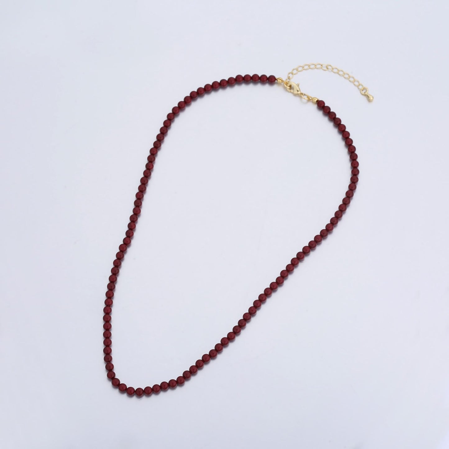 Handcrafted Dark Red Shell Pearl Necklace 17 inch + 2 inch extender for Layering minimalist Jewelry Making Supply WA2770
