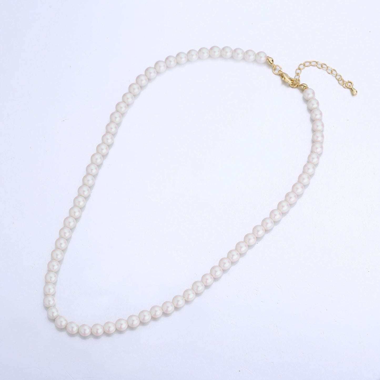 Handmade White Shell Pearl Necklace 17 inch + 2 inch extender for Layering minimalist Jewelry Making Supply WA2775