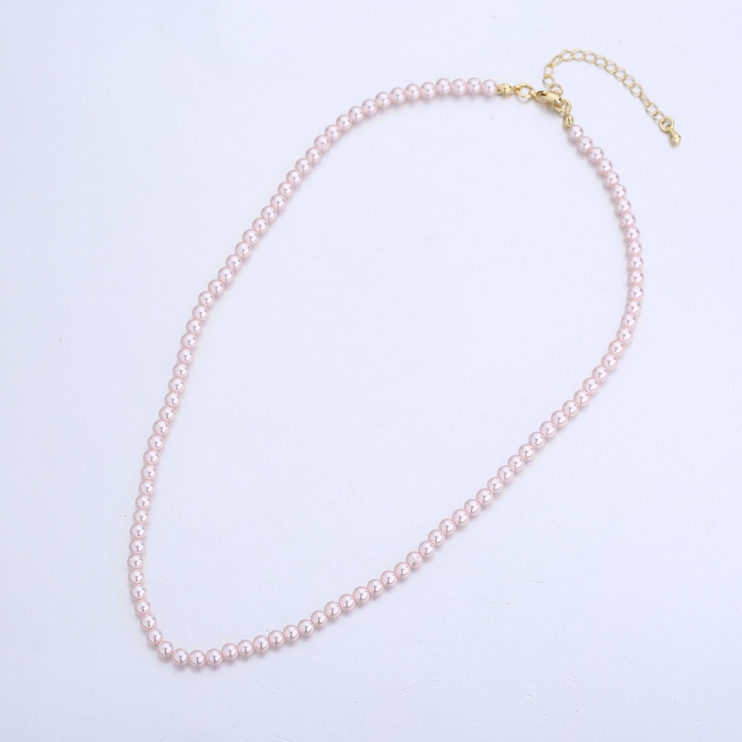 Handcrafted Soft Pink Shell Pearl Necklace 17 inch + 2 inch extender for Layering minimalist Jewelry Making Supply WA2785