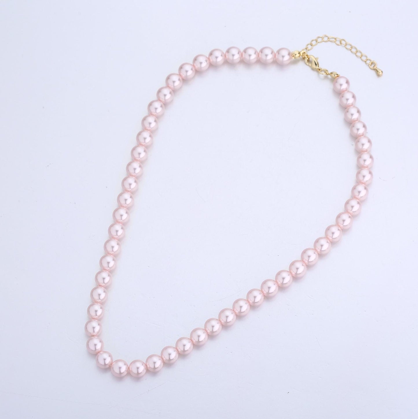Handcrafted Soft Pink Shell Pearl Necklace 17 inch + 2 inch extender for Layering minimalist Jewelry Making Supply WA2785