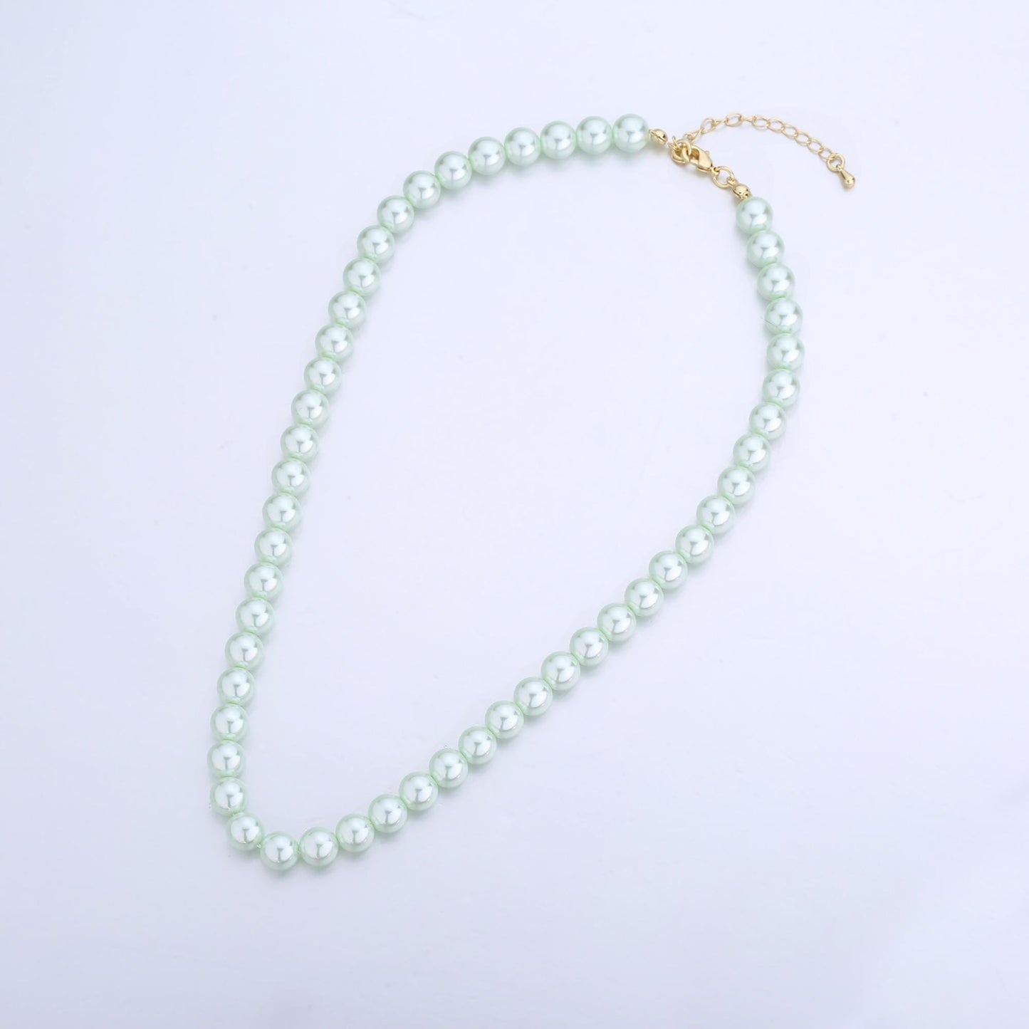 Handcrafted Soft Blue Shell Pearl Necklace 17 inch + 2 inch extender for Layering minimalist Jewelry Making Supply WA2800