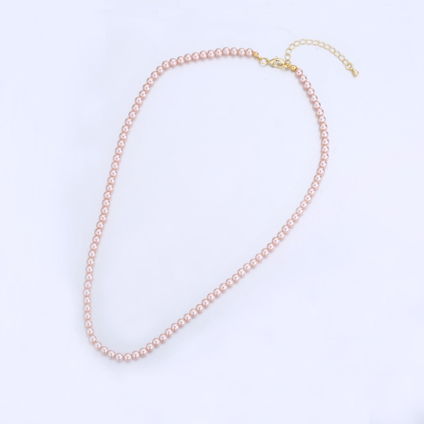 Handcrafted Soft Peach Shell Pearl Necklace 17 inch + 2 inch extender for Layering minimalist Jewelry Making Supply WA2810