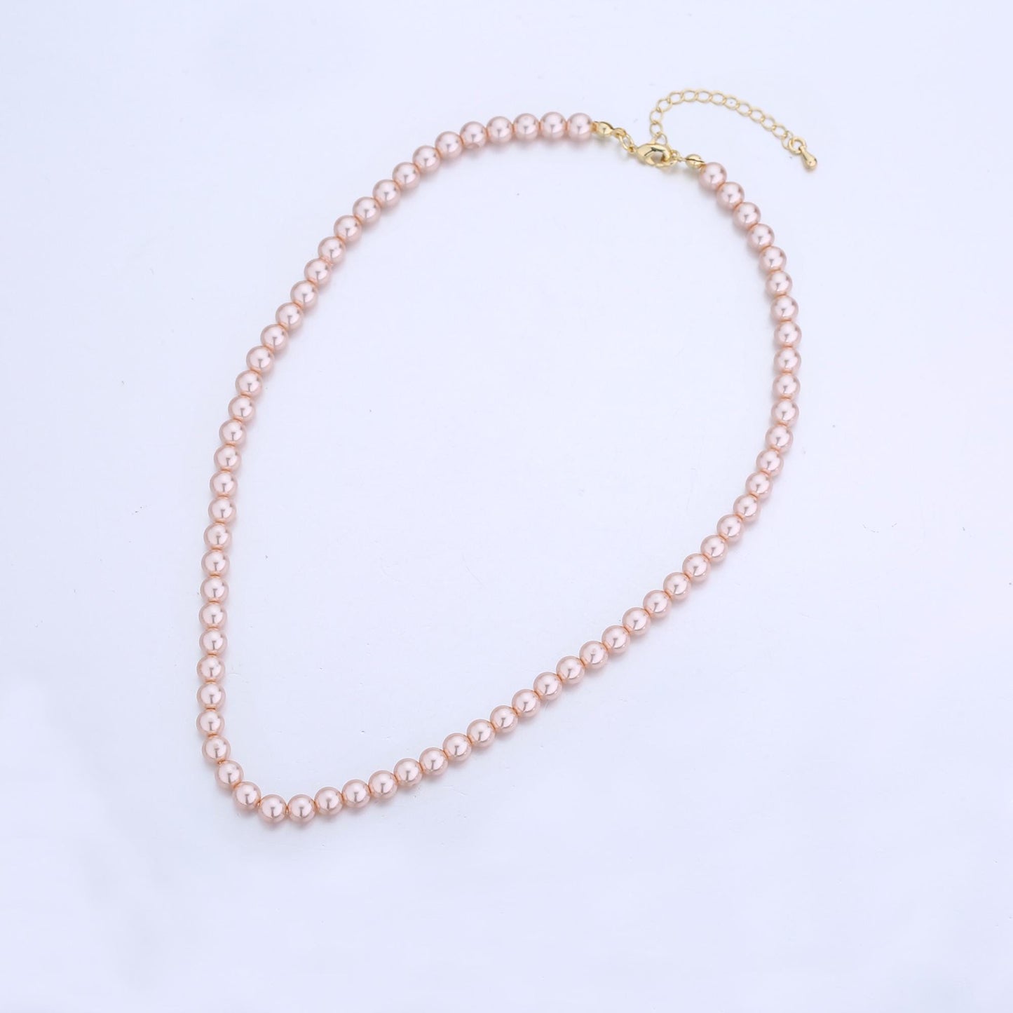 Handcrafted Soft Peach Shell Pearl Necklace 17 inch + 2 inch extender for Layering minimalist Jewelry Making Supply WA2810