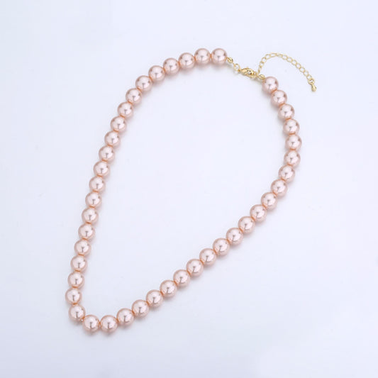 Handcrafted Soft Peach Shell Pearl Necklace 17 inch + 2 inch extender for Layering minimalist Jewelry Making Supply WA2810