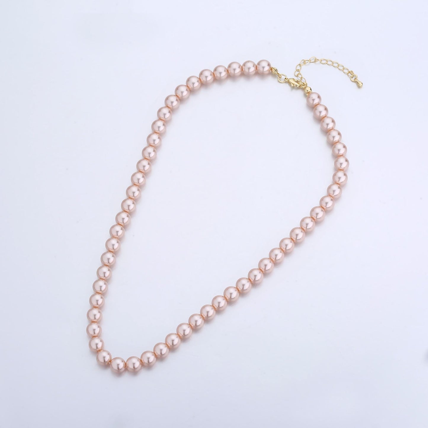 Handcrafted Soft Peach Shell Pearl Necklace 17 inch + 2 inch extender for Layering minimalist Jewelry Making Supply WA2810