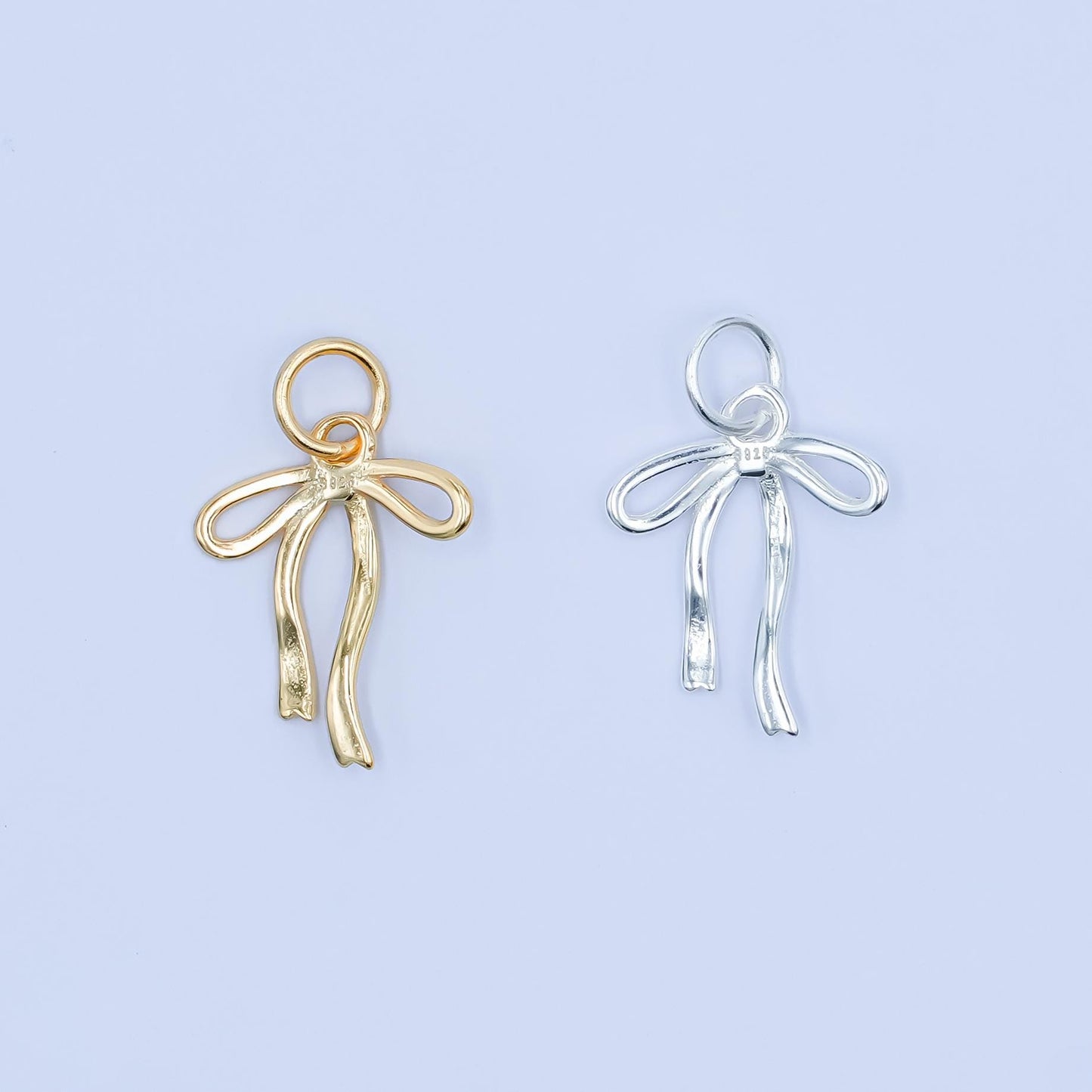 Mini Gold Vermeil bow charm for coquette girl jewelry bracelet earring necklace component add on charm s925 sterling silver finding SL-643