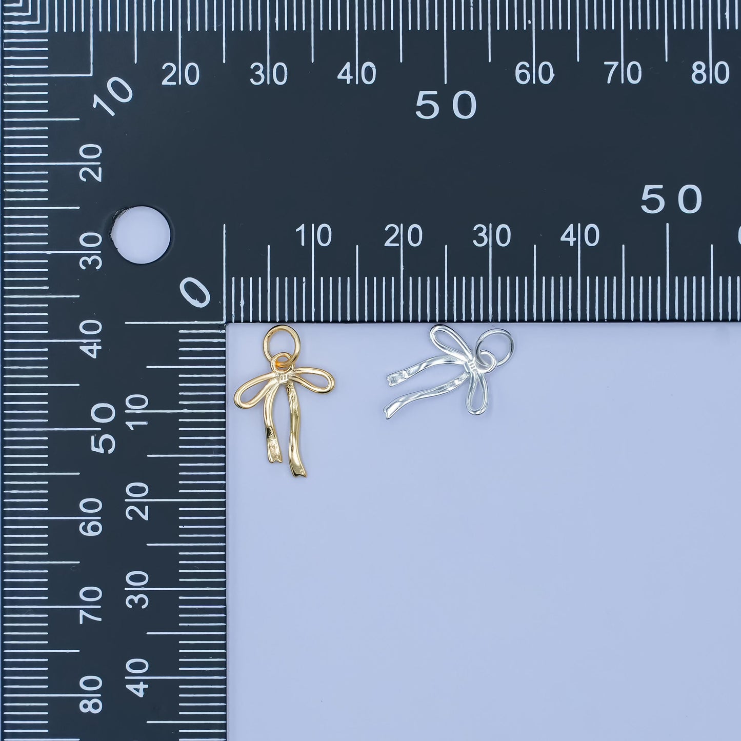 Mini Gold Vermeil bow charm for coquette girl jewelry bracelet earring necklace component add on charm s925 sterling silver finding SL-643