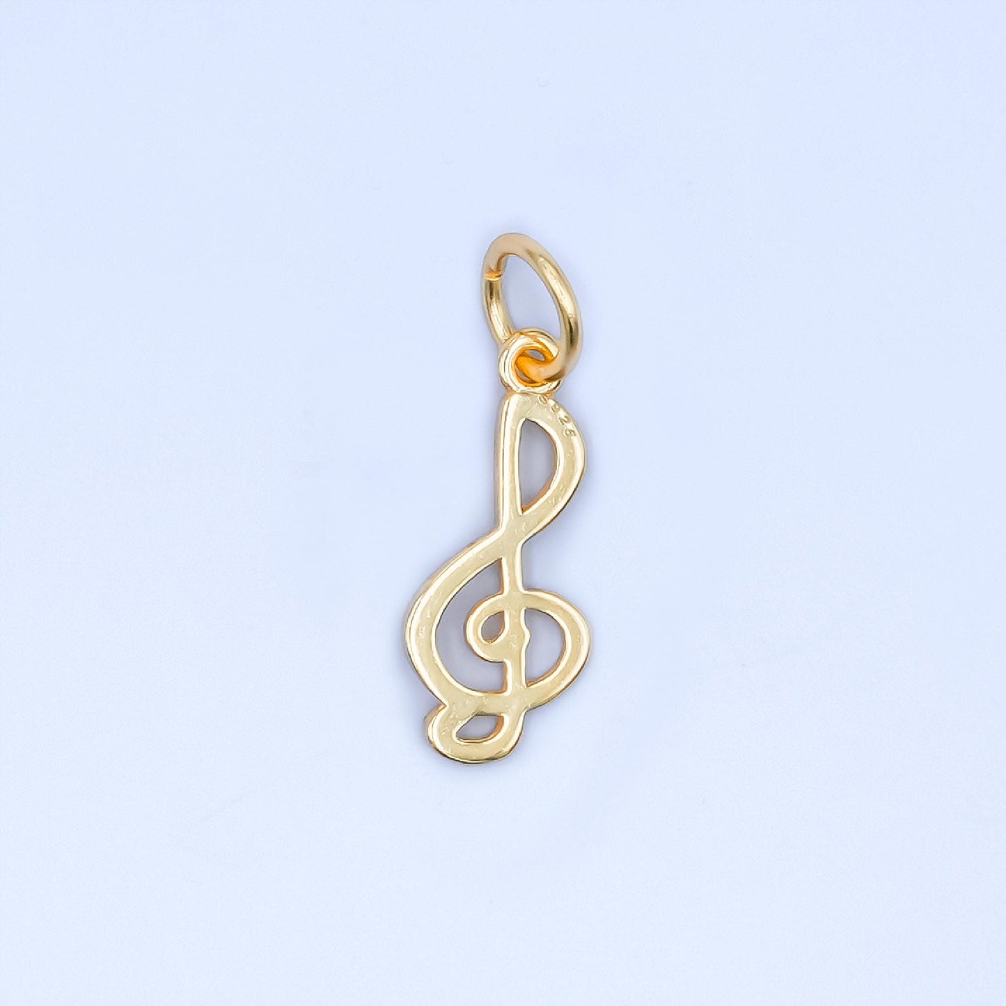 Mini Gold Vermeil G Clef Charm S925 sterling silver music note treble clef micro paved cz pendant | sl-646