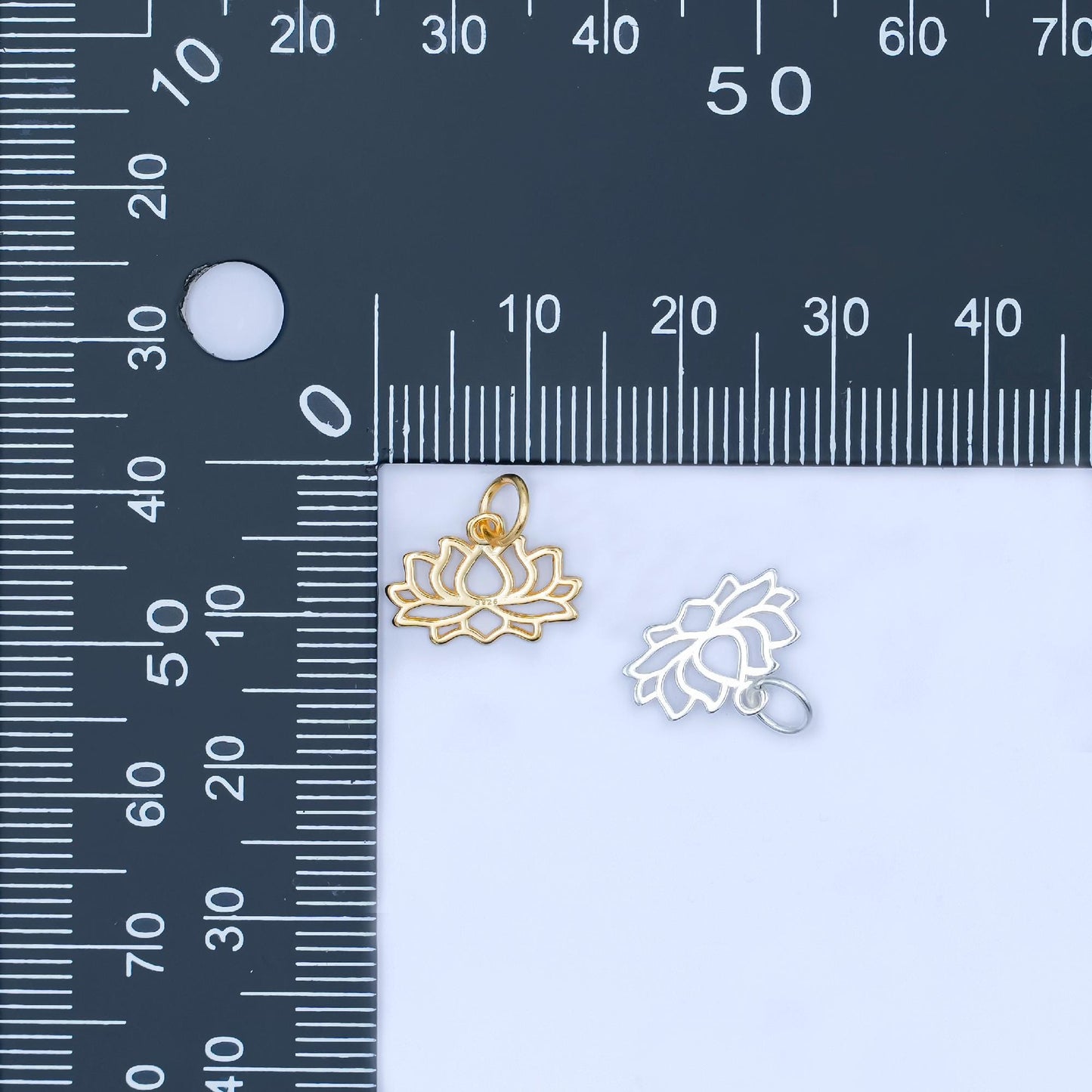 Mini S295 Sterling Silver Open Lotus Charms Gold Veremill Flower Charms for Yoga Meditation bracelet Necklace Earring Component SL-644