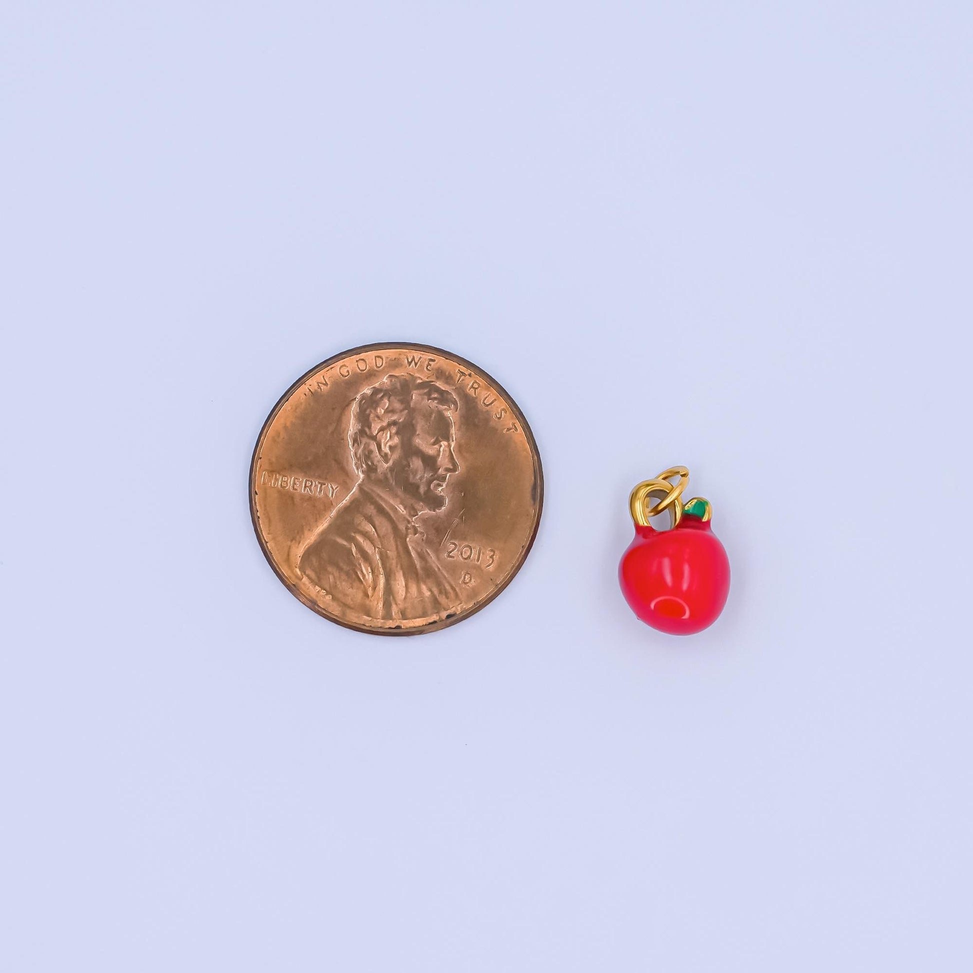 PVD Gold Stainless Steel Red Washington apple Charm Apple Fuji Pendant Food fruit charm | p-842