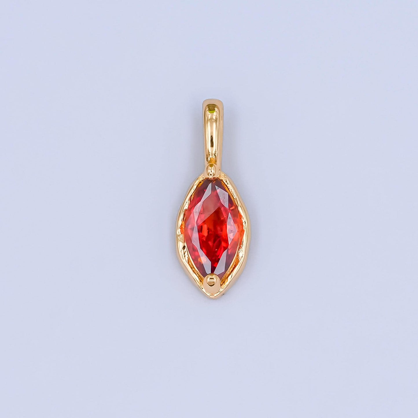 24k gold filled Oval Eye cubic zirconia stone personalized Jewelry add-on charm birthstone charm Necklace bracelet supply | AA-1472